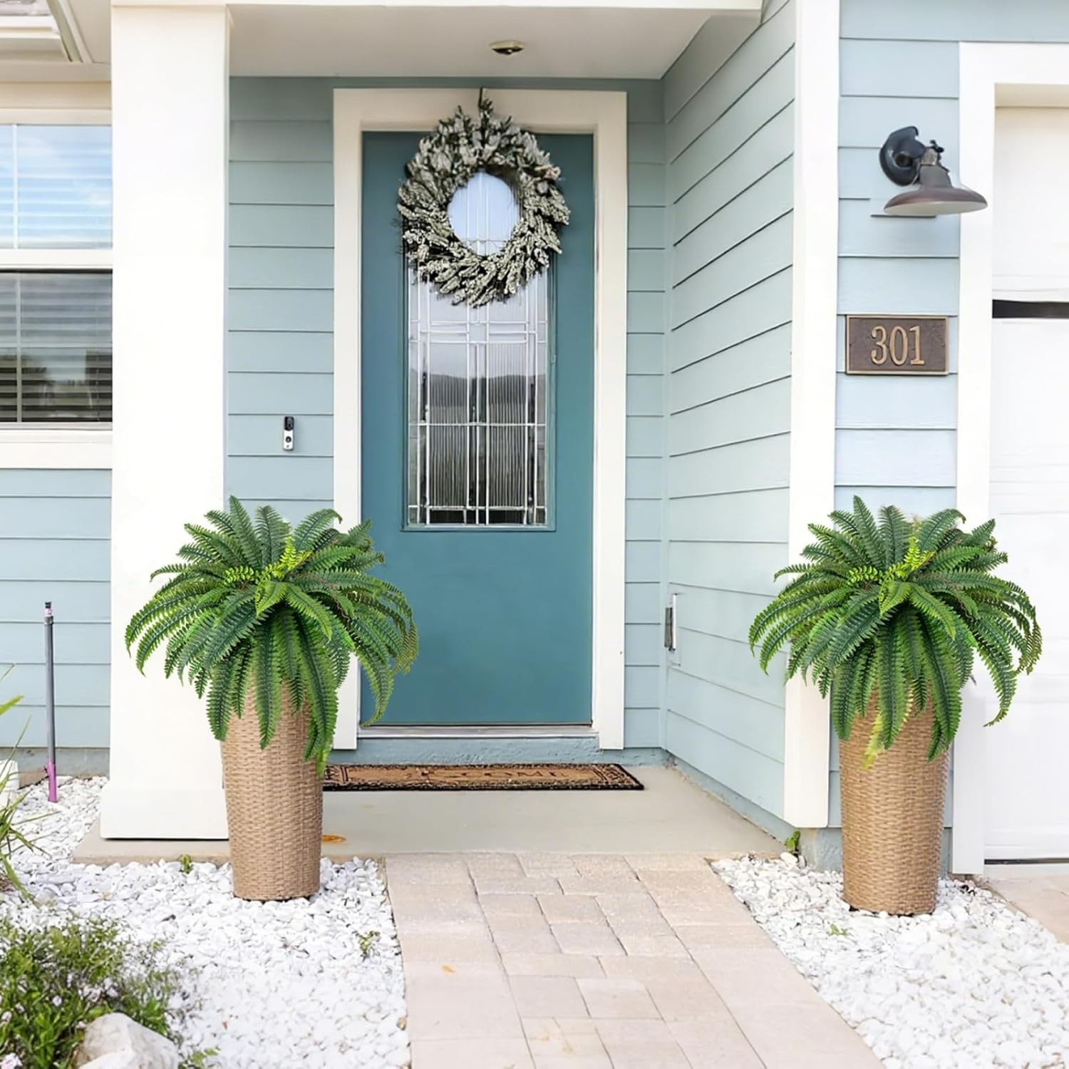Washable Large Faux Ferns 45″ – Set of 2 for -Round Indoor & Outdoor Decor