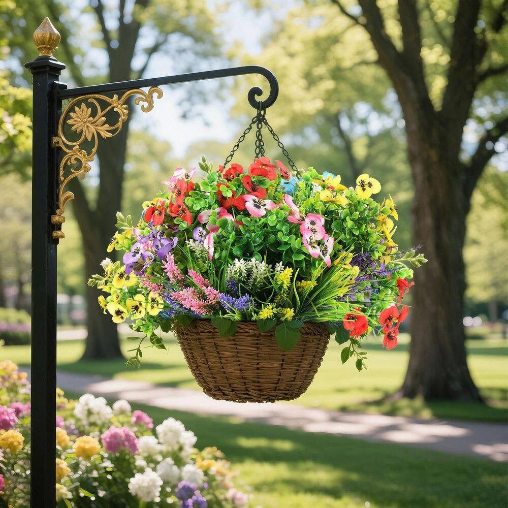 16.5 In. Multi-Colored Outdoor Artificial Eucalyptus Flowers Fake Plastic Plants