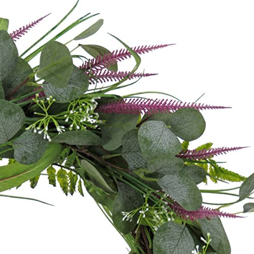 22 inch Artificial Spring Wreath with Eucalyptus Leaves, Lavender, Flowing