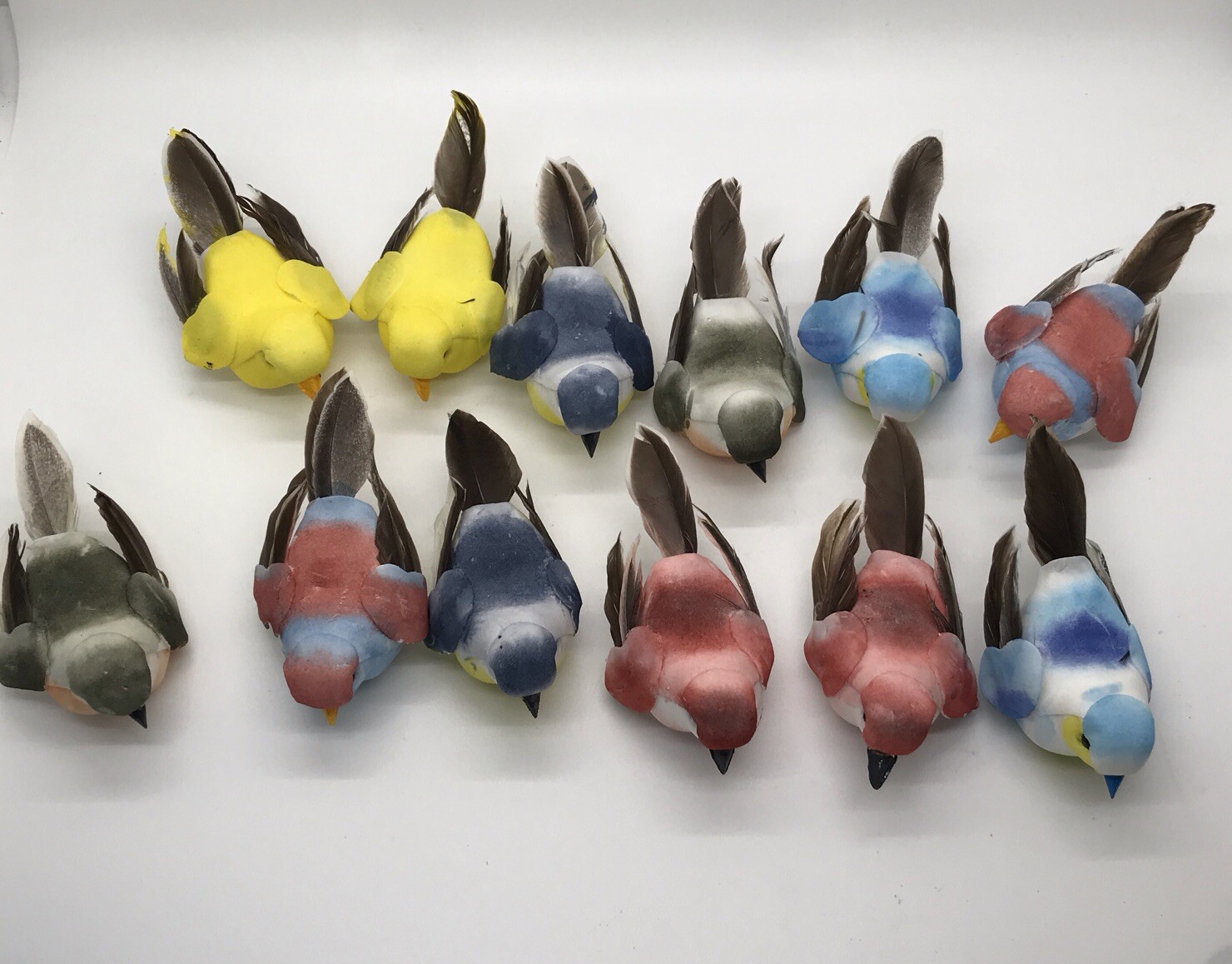 12 Artificial Foam Feather Birds 3.5 Inches Mini Love Birds for Crafts Easter