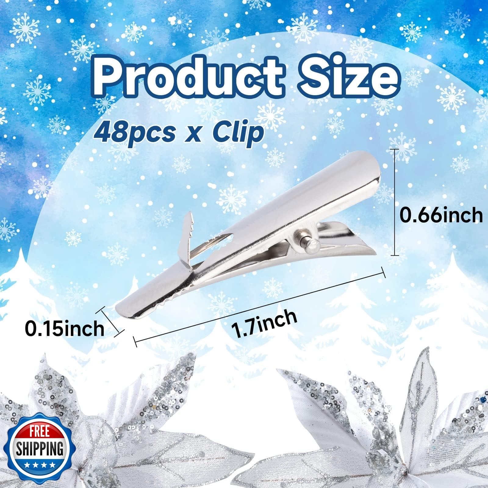 48Pcs Metal Clips, Small Roach Clips for Christmas Flowers Decorations Tree,