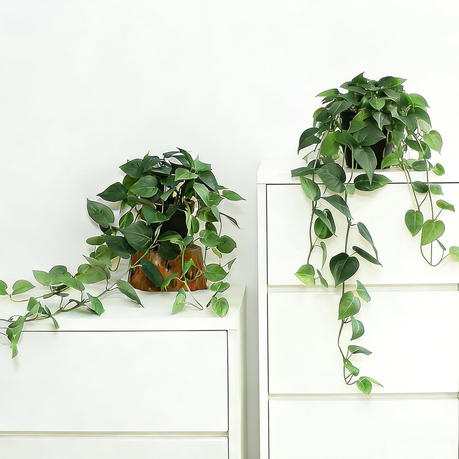 Fake Pothos Hanging Plants, 33.5″ Set of 2 with Pots Faux Plant | Artificial Rea