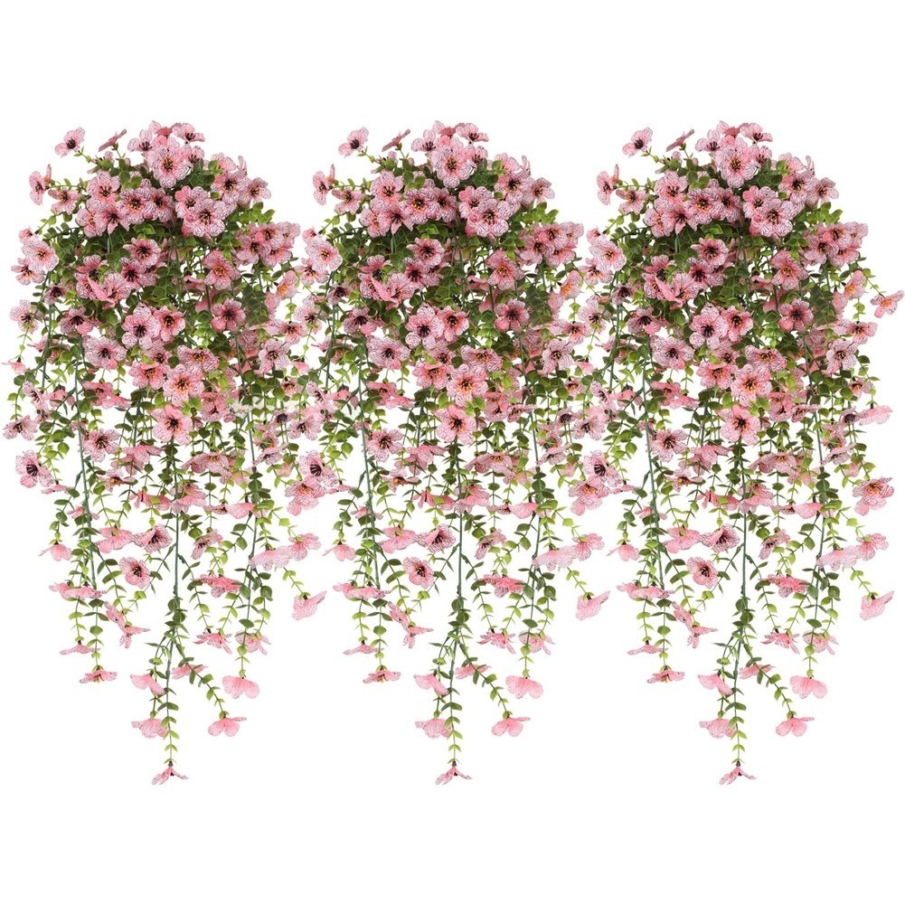 76cm Artificial Eucalyptus Vine with Violet Silk Flowers for Outdoor Decoration