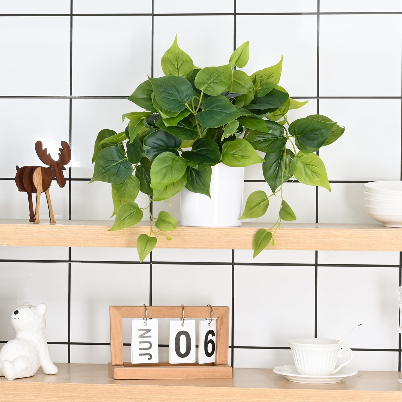 Faux Plants Indoor with Plastic Pots, Realistic Small Fake Plants, Fake Plant…