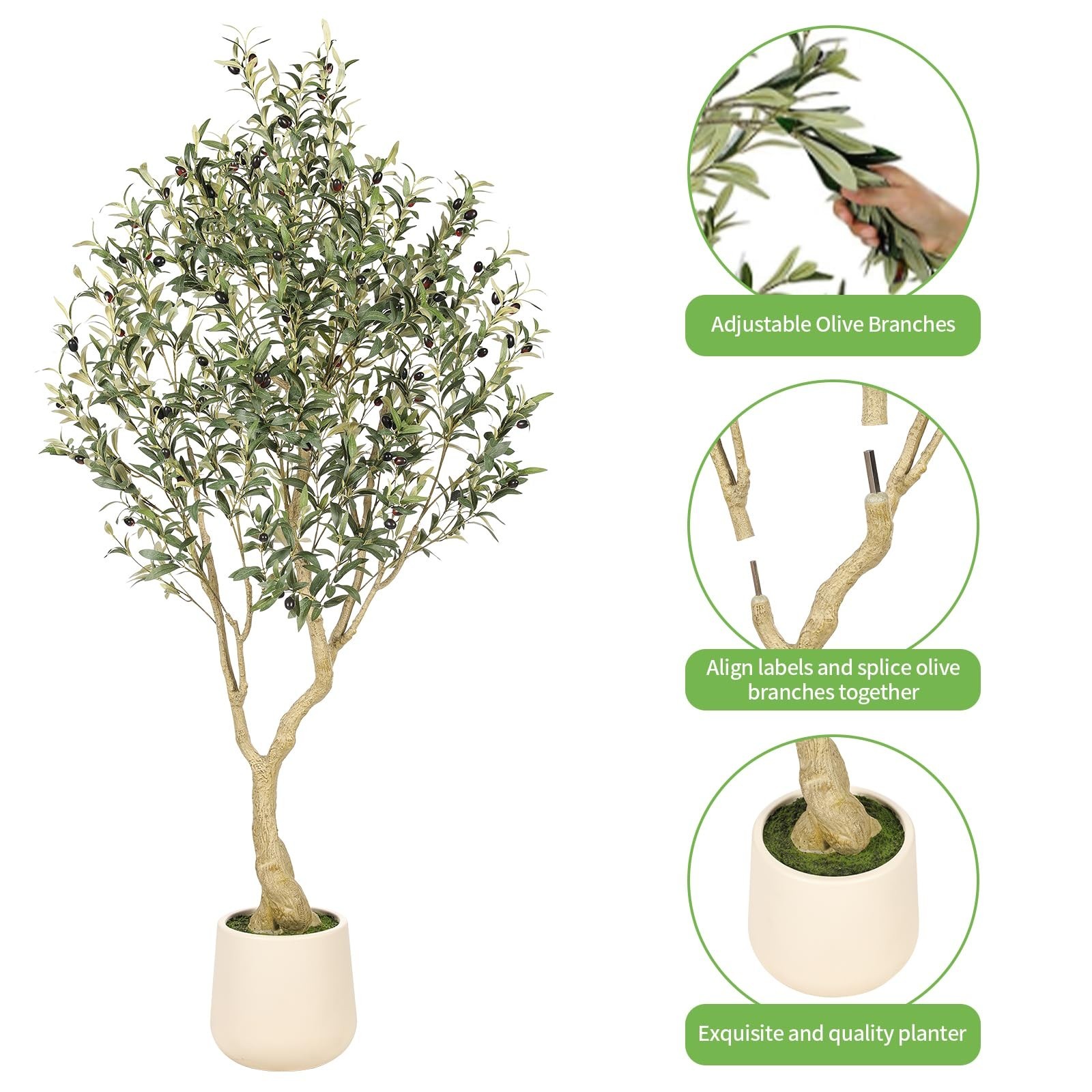 Realead 6ft Artificial Olive Tree Tall Exquisite Planter REJTGLSXP-6FT-NEW