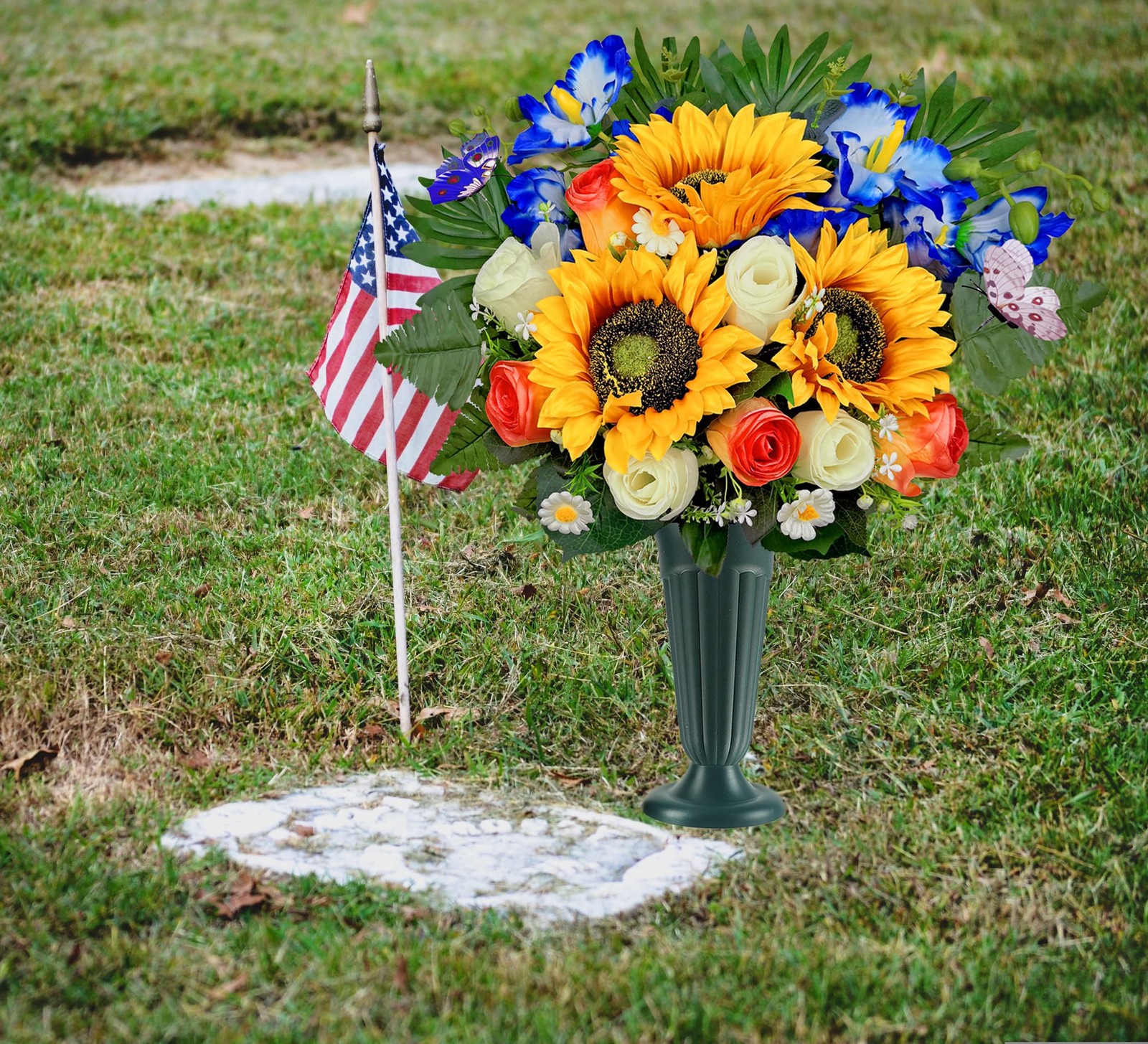 Naramiji Artificial Cemetery Flowers for Grave Decorations: Sunflower, Rose, …