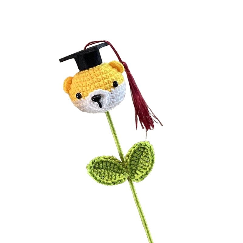 Artificial Flower Hand Crochet Graduation Hat Boy/Girl/Dog Decoration for Event