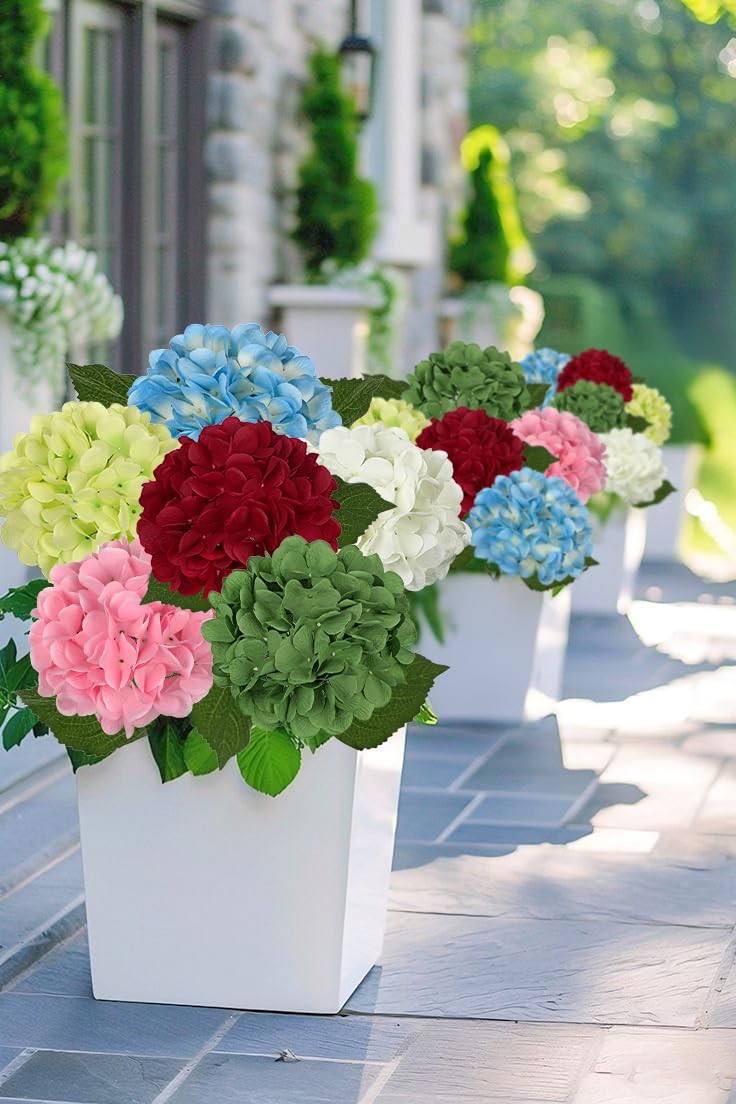 3Pcs Pink Hydrangea Artificial Flowers Real Touch Faux Silk Hydrangeas Flower…