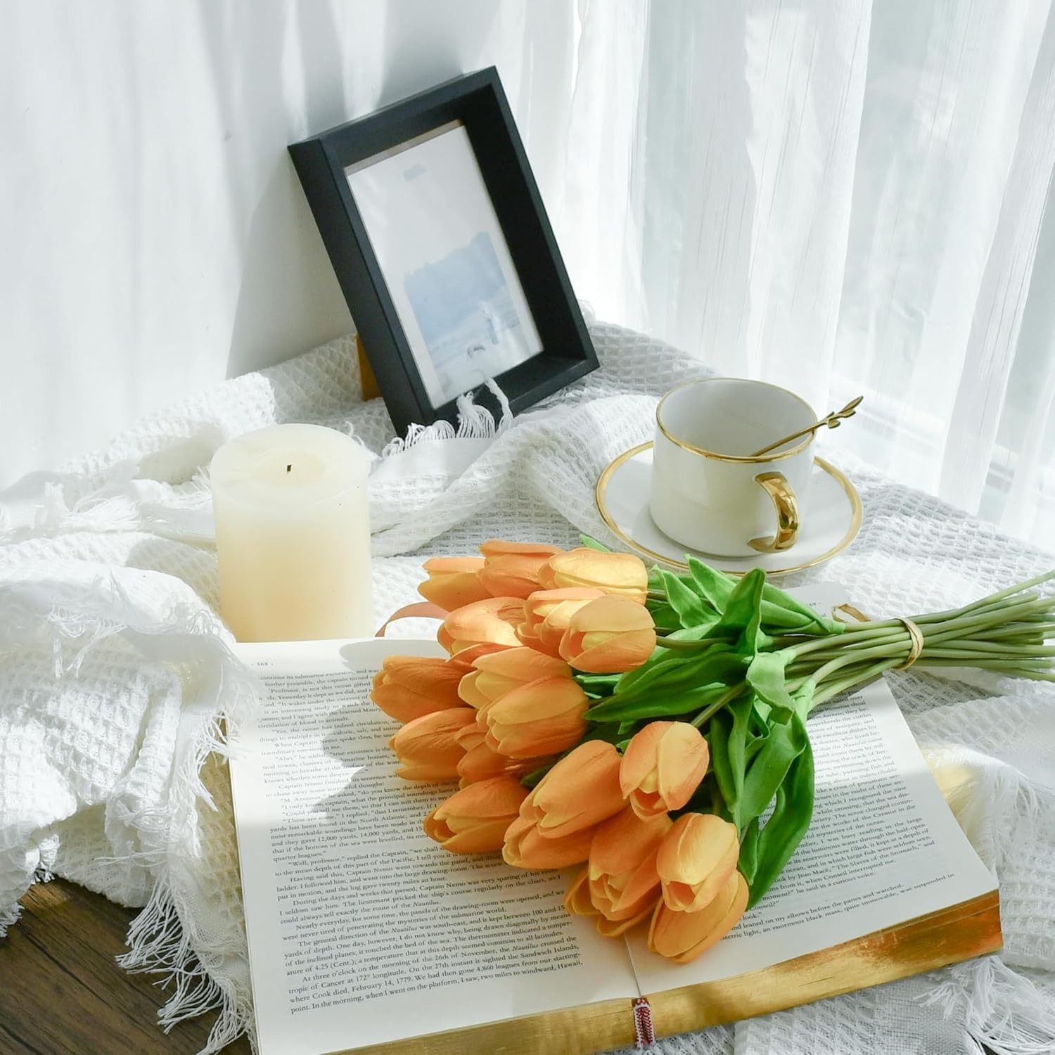 Lifelike Gold Tulips Centerpiece – 20 Eco-Friendly Stems for Stylish Home Decor
