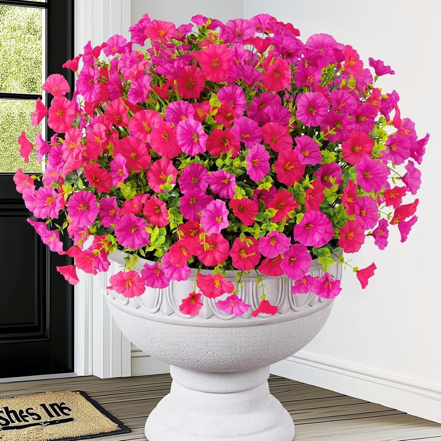 Artificial Flowers for Outdoors, 14 Bundles Fake Outdoor Flowers, UV Resistan…