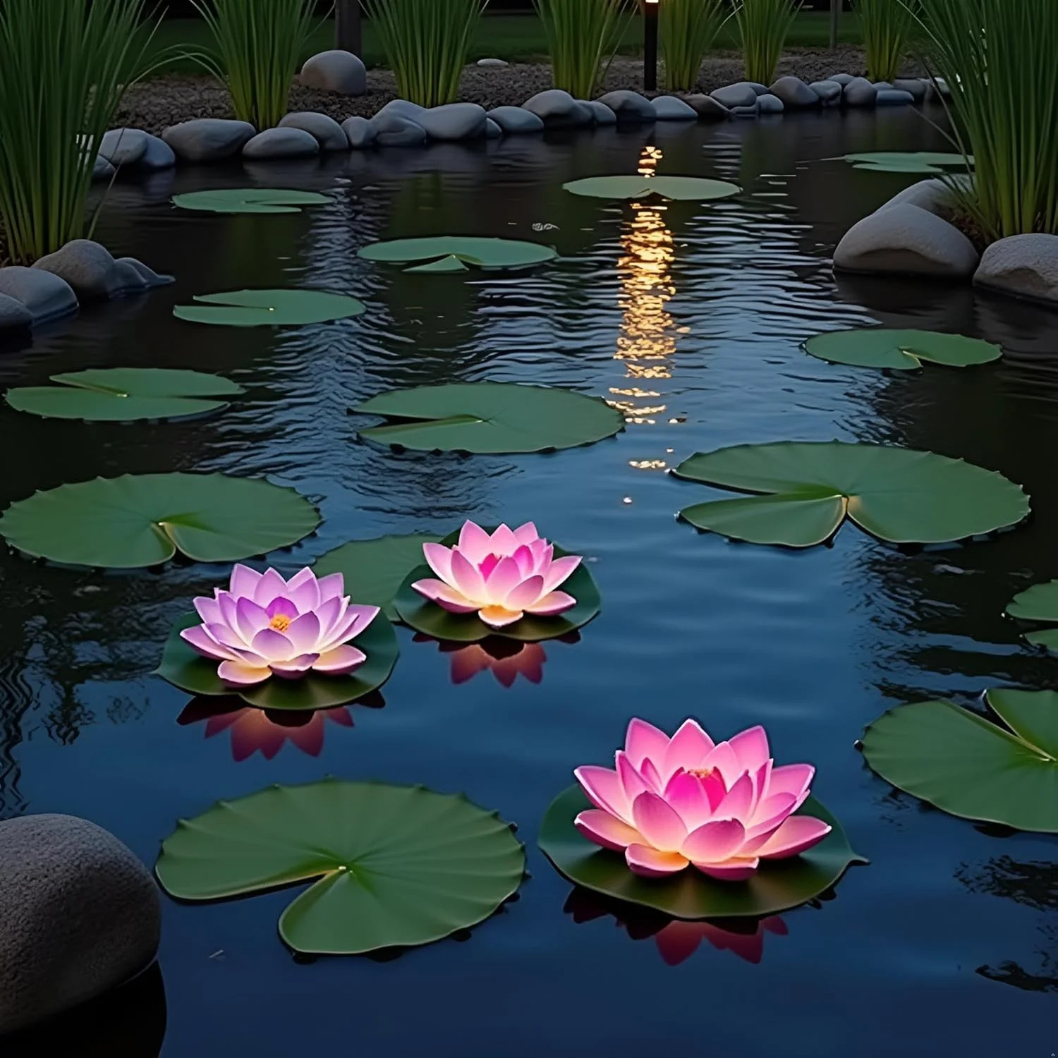 4 Pcs Artificial Water Lily Foam Lotus Flower Pond Decor for Pond Patio Garden P