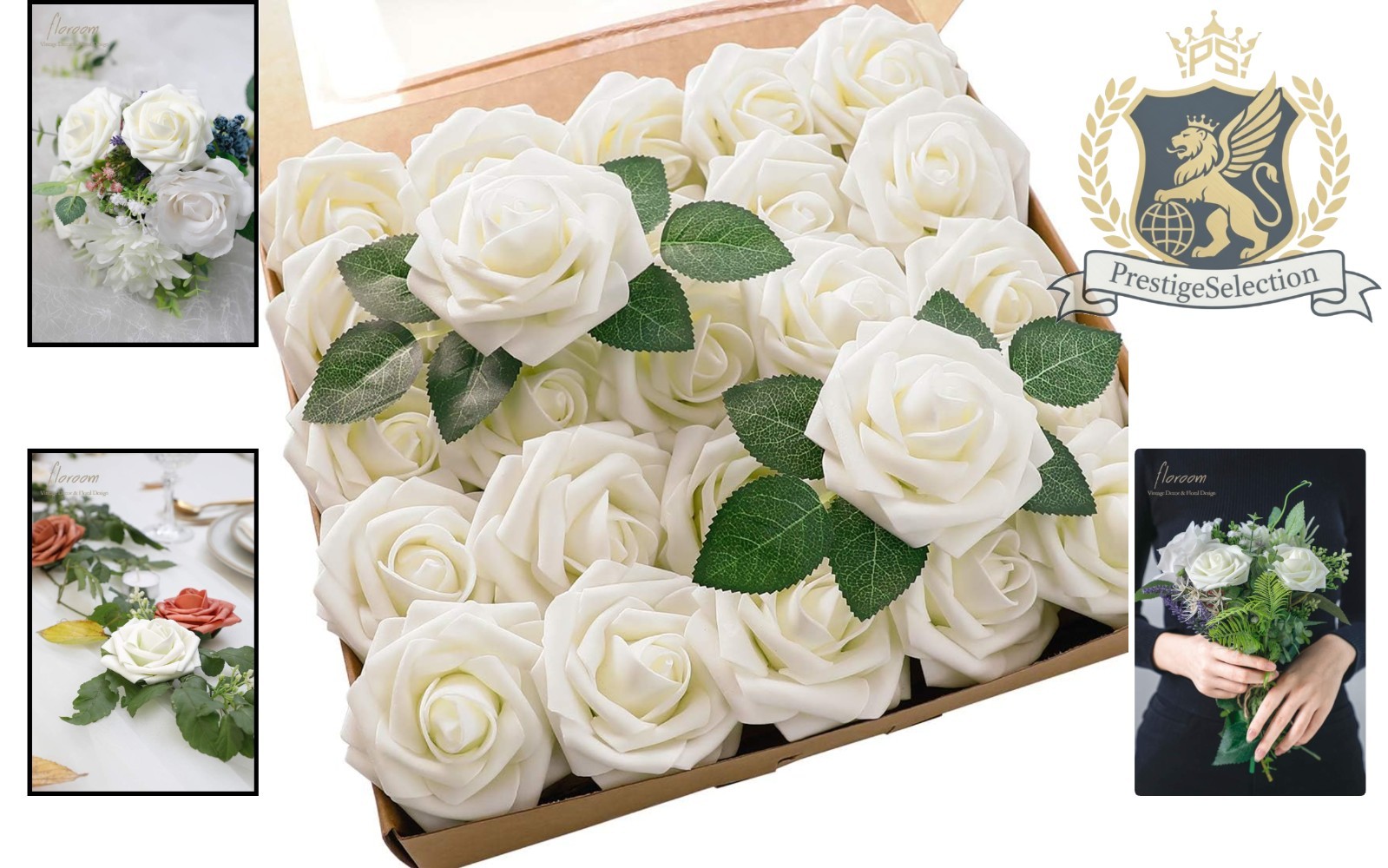 Realistic 25pcs Ivory Foam Roses with Stems – Ideal for Home Decor & Weddings