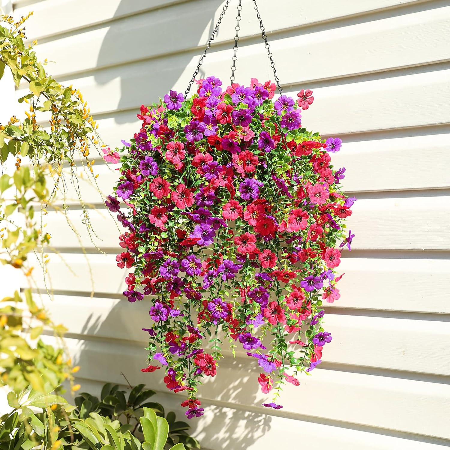 Artificial Flowers for Outdoors Spring Decor, 6 Bundles UV Resistant Realistic F
