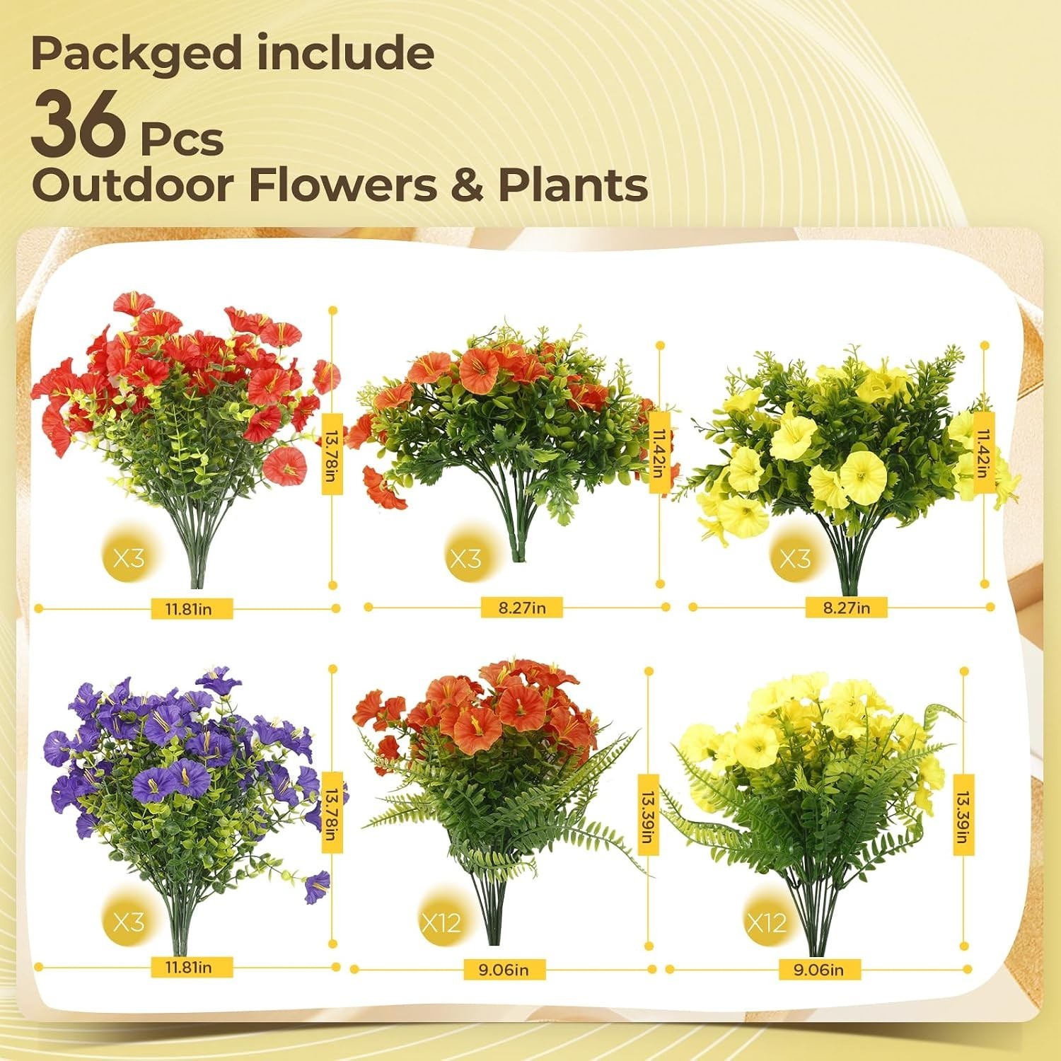 Artificial Morning Glory UV Resistant Outside 36 pcs 4 Colors Garden Artifici…
