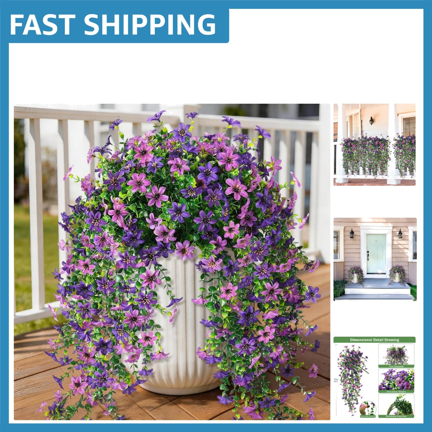 Maintenance-Free Outdoor Hanging Flowers – 2 PCS Faux Daisies for Vibrant Decor