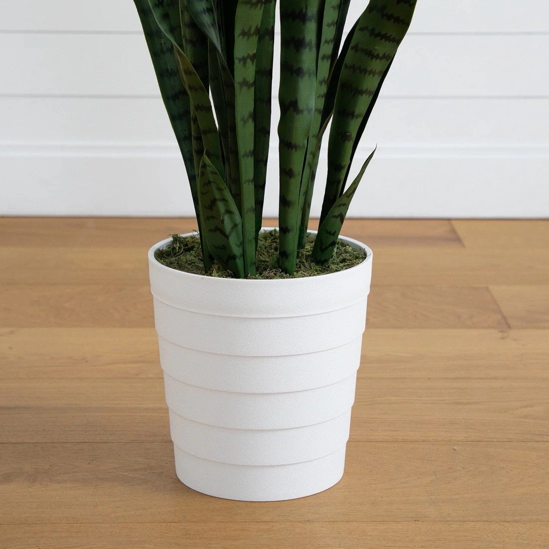 5’ UV Resistant Artificial Sansevieria Plant in White Planter (Indoor/Outdoor)