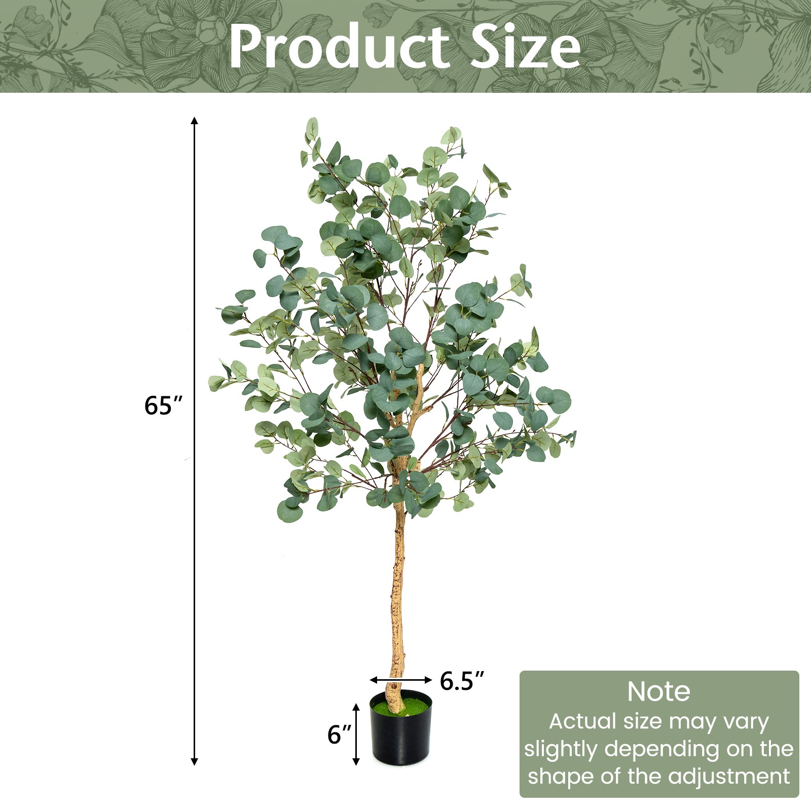 5.5FT Artificial Tree Fake Eucalyptus Tree for Living Room Office Home Decor