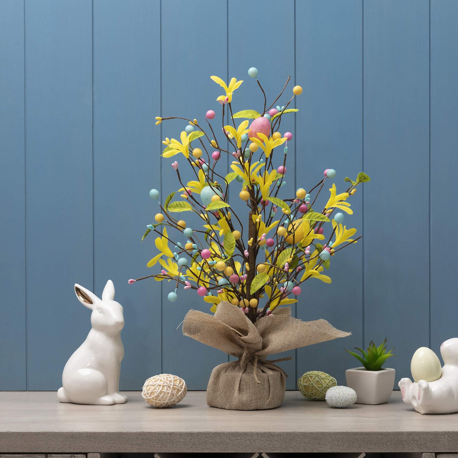 18″ Easter Eggs Table Tree Decor Artificial Blossom Tabletop Centerpiece