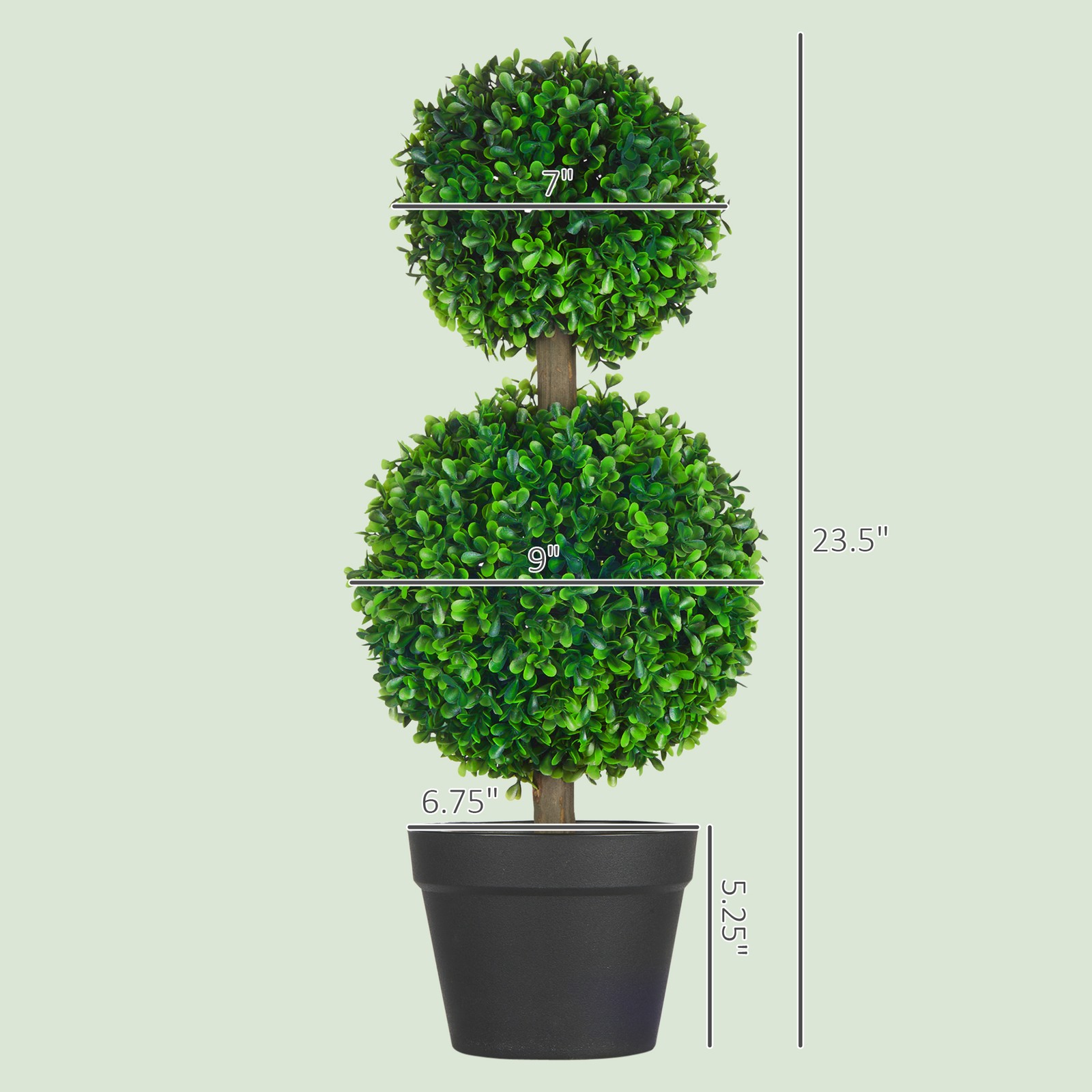 2 Pack 23.6″ Artificial Boxwood Ball Topiary Tree Fake Plants in Pot Green