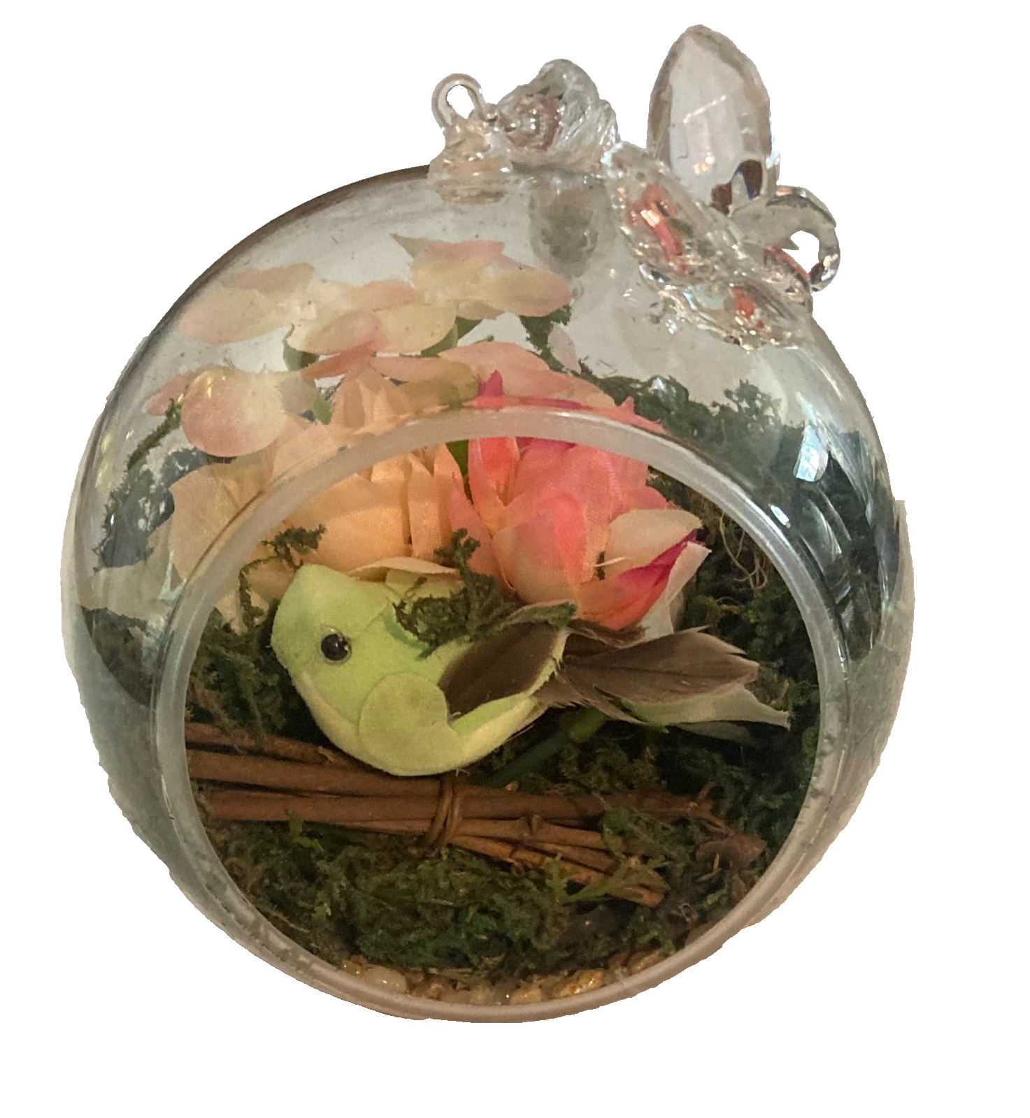 Ganz The Glass Orchard Peach Peony Floral Terrarium