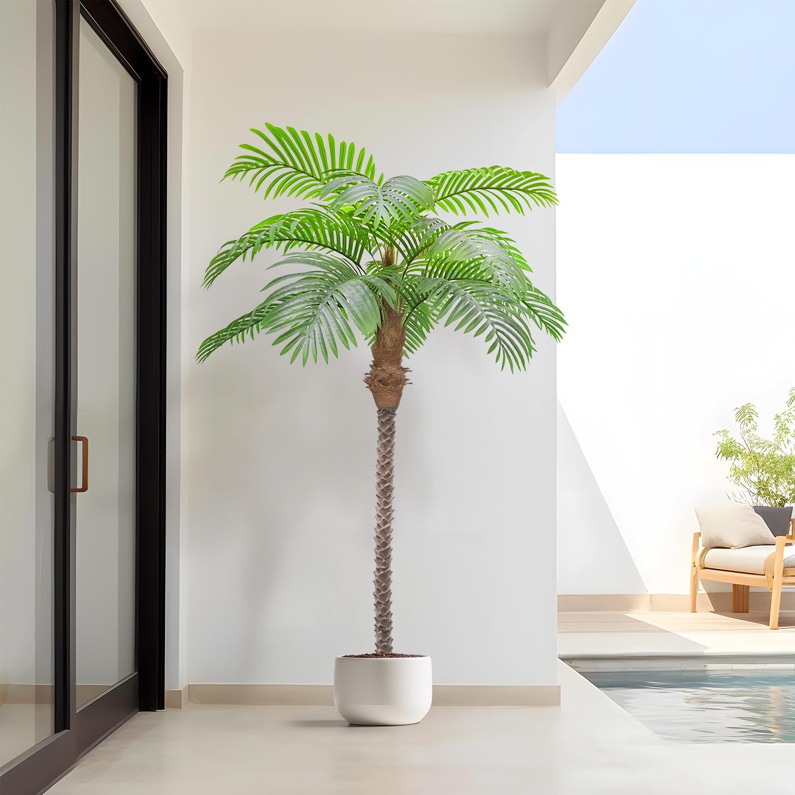 Artificial Palm Trees 6.5ft Tall Fake Tree for Outside, 78in 15Leaves Large P…