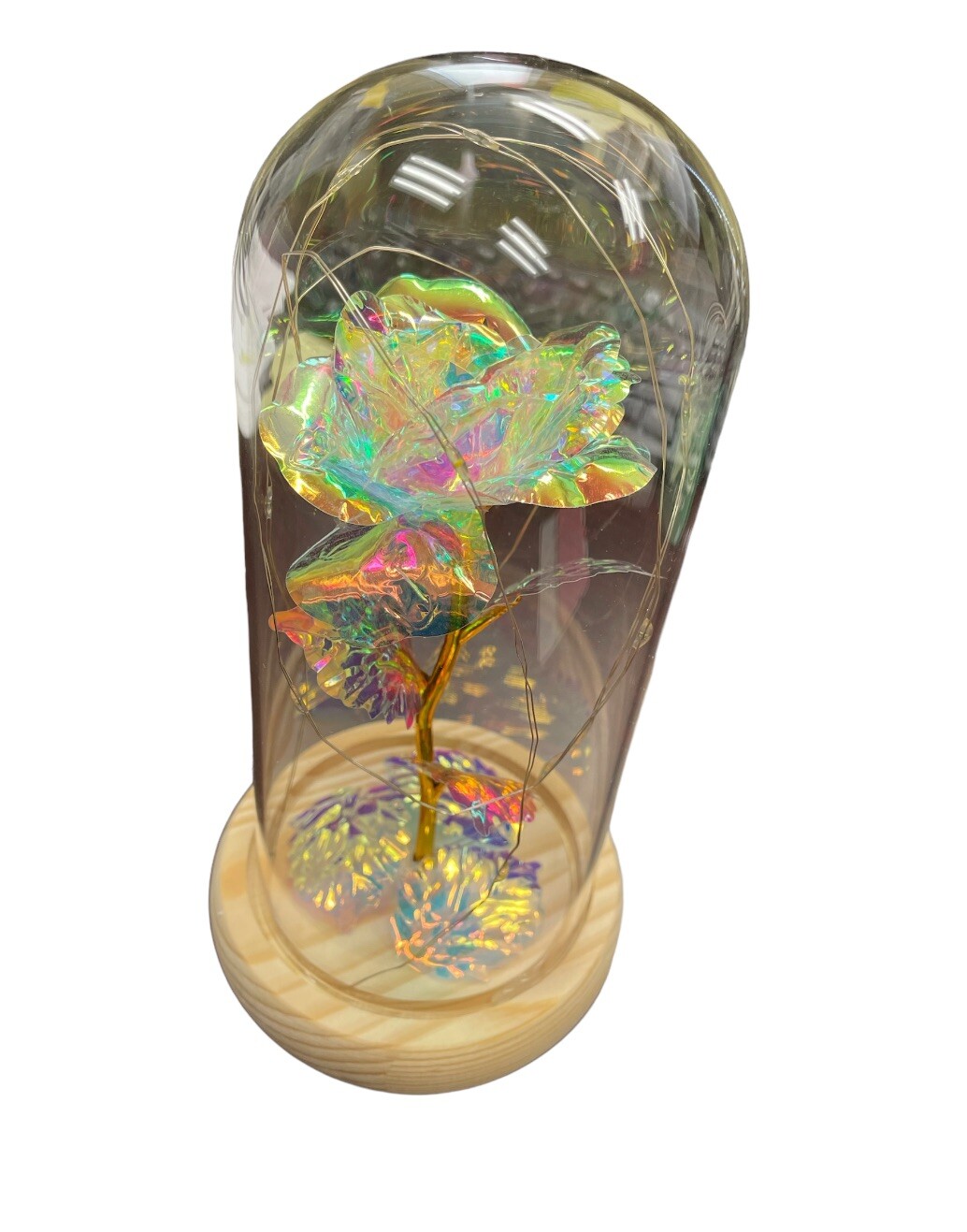 Rose Of Love In Glass Dome /w Led Lighted Rose Wedding Valentine Gifts