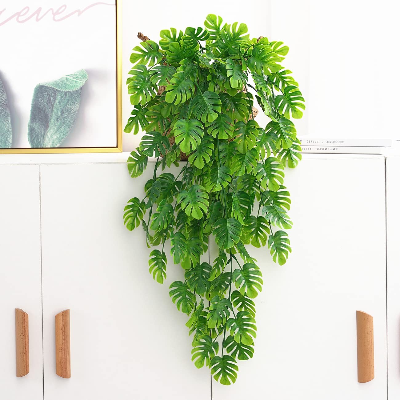 LOVENIMEN Artificial Hanging Vines 4 Pack Fake Monstera Leafs Vine Ivy Jungle…