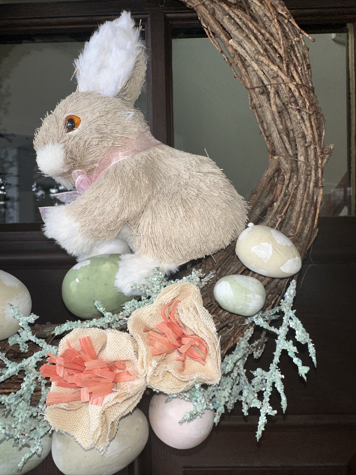 HIPPITY HOPPITY Easter Bunny Eggs Spring Front Door Wreath Wall Decor New