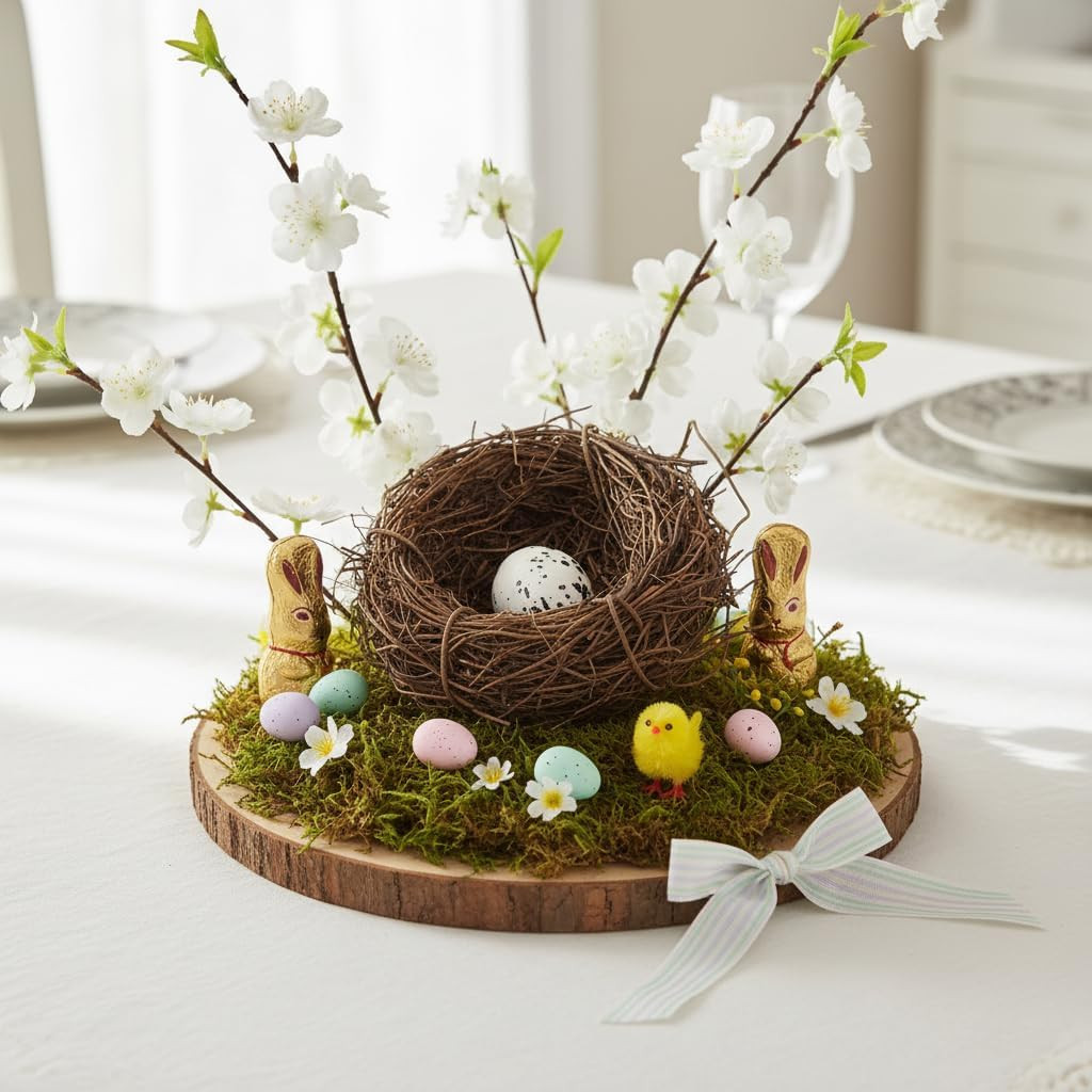 Artificial Bird Nest, Bird Nest with Artificial Bird Eggs, Country Style Simulat
