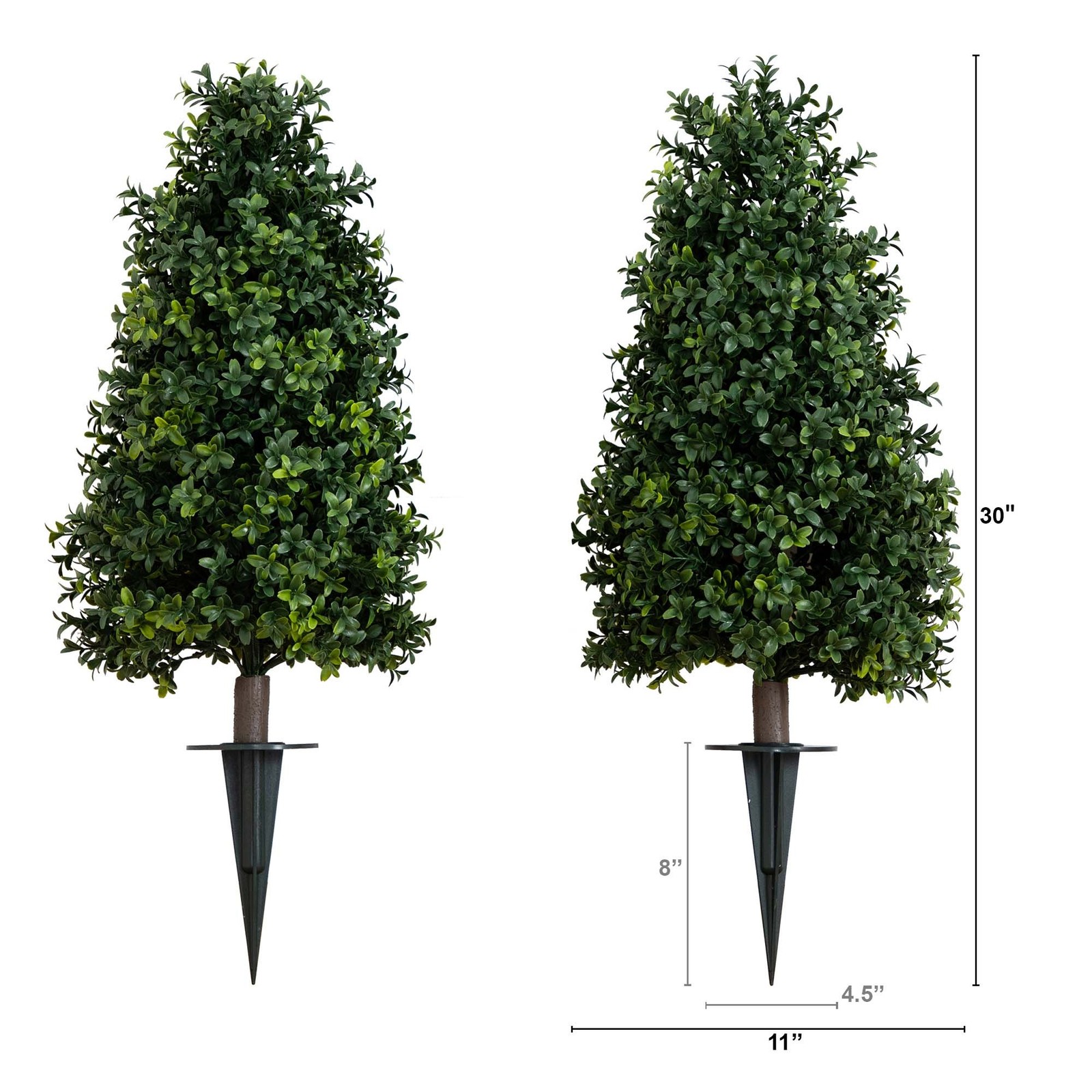 Nearly Natural 2.5ft UV Resistant Boxwood Plant w/ Integrated Stake(Set of 2)