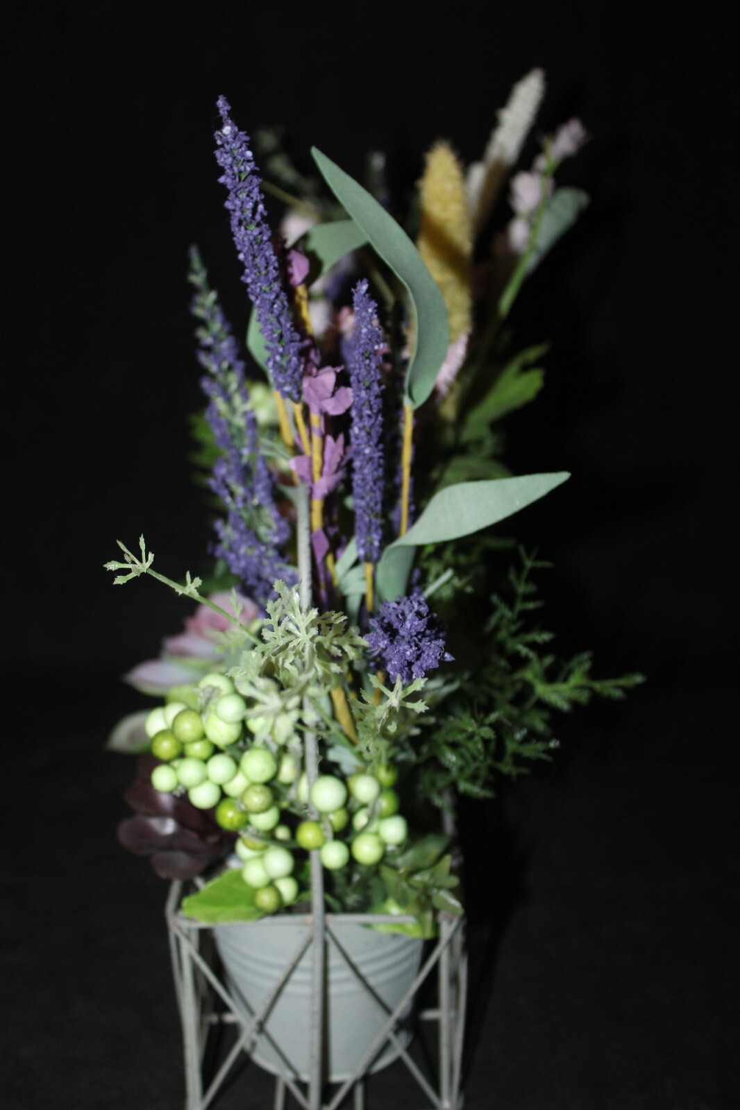 Mixed Artificial Succulent Arrangement in Metal Planter
