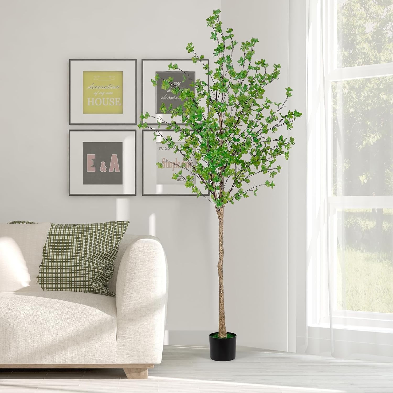 6FT Artificial Enkianthus Tree Realistic Texture Emerald Green Potted Faux Tree