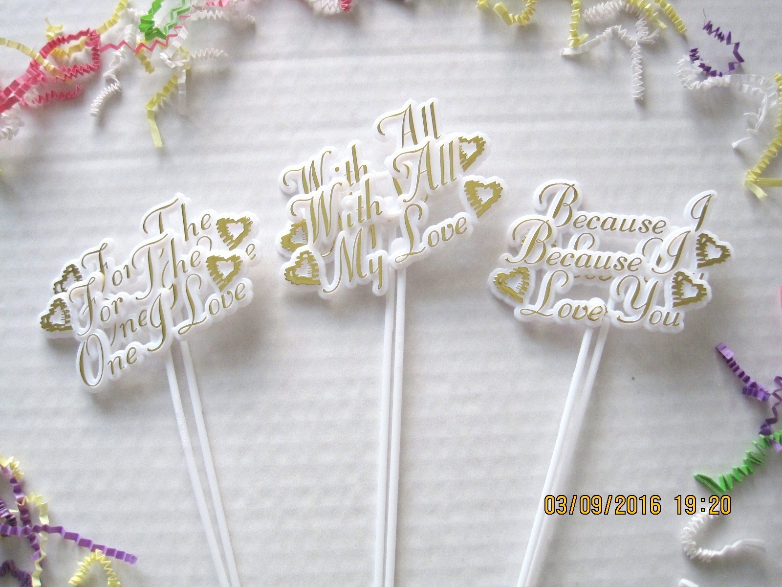 Floral Picks WITH ALL MY LOVE, FOR THE ONE I LOVE, BECAUSE I LOVE YOU Asst Pk/6!