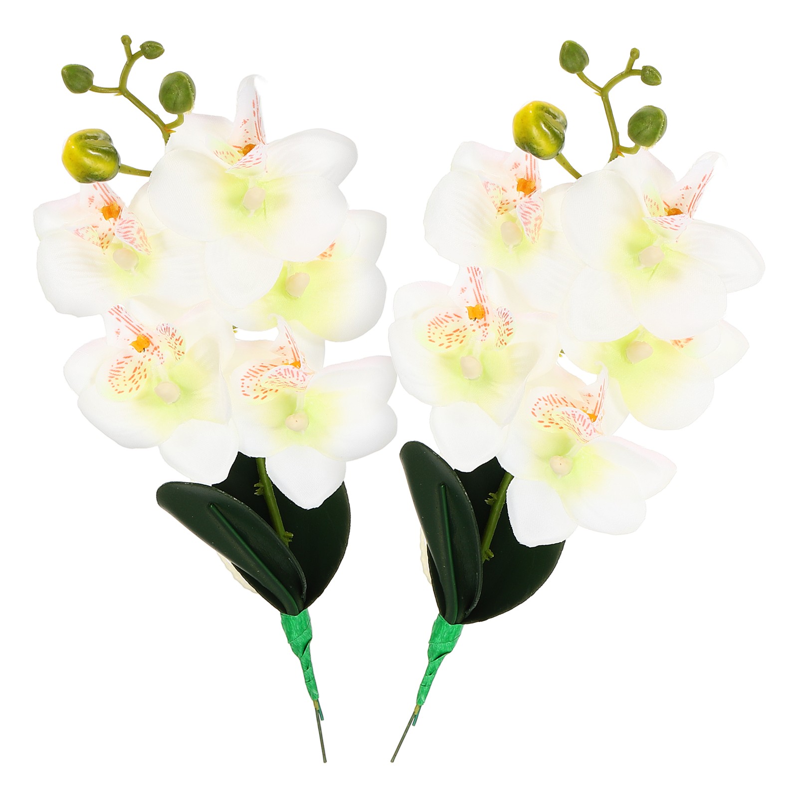 2 Pcs 11 Inch Artificial Phalaenopsis Fake Flowers Real Touch, White