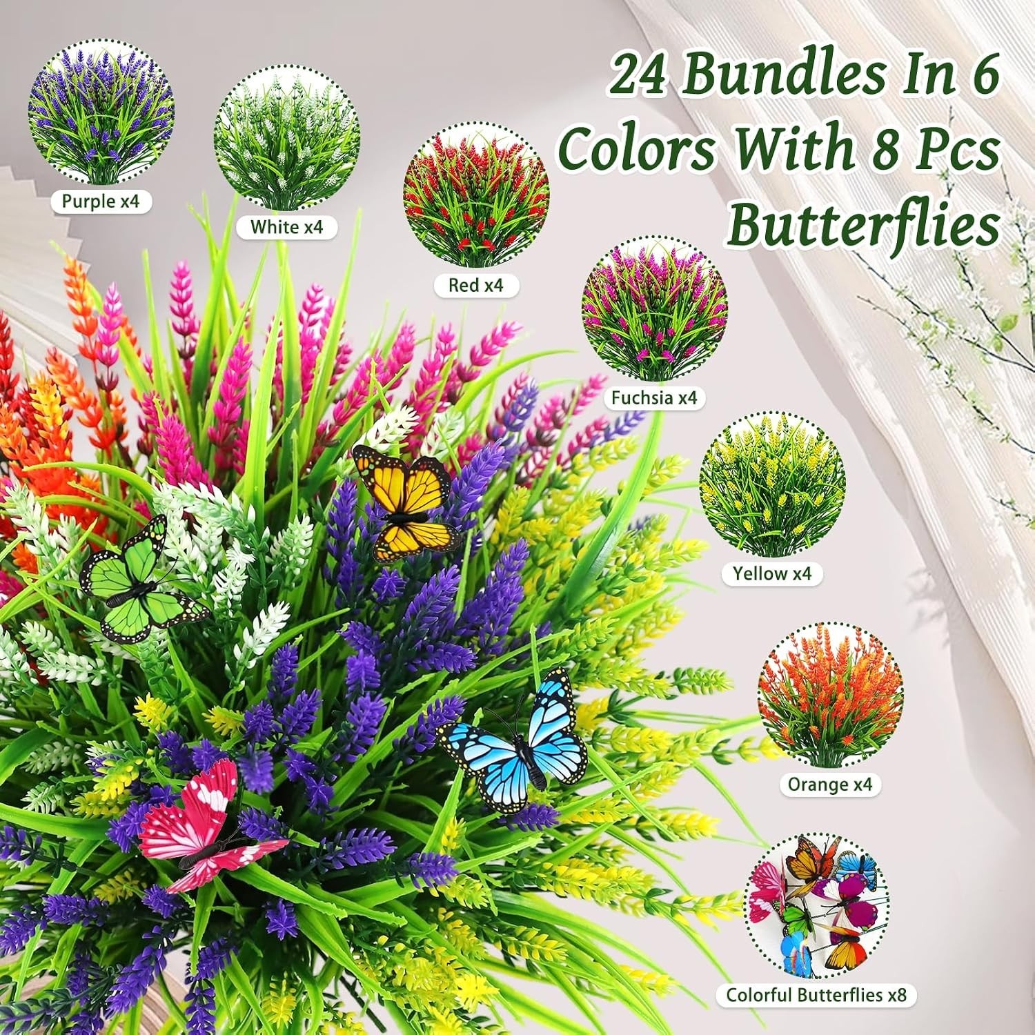 Low Maintenance Lavender Flowers with Butterflies – Perfect for -Round Decor