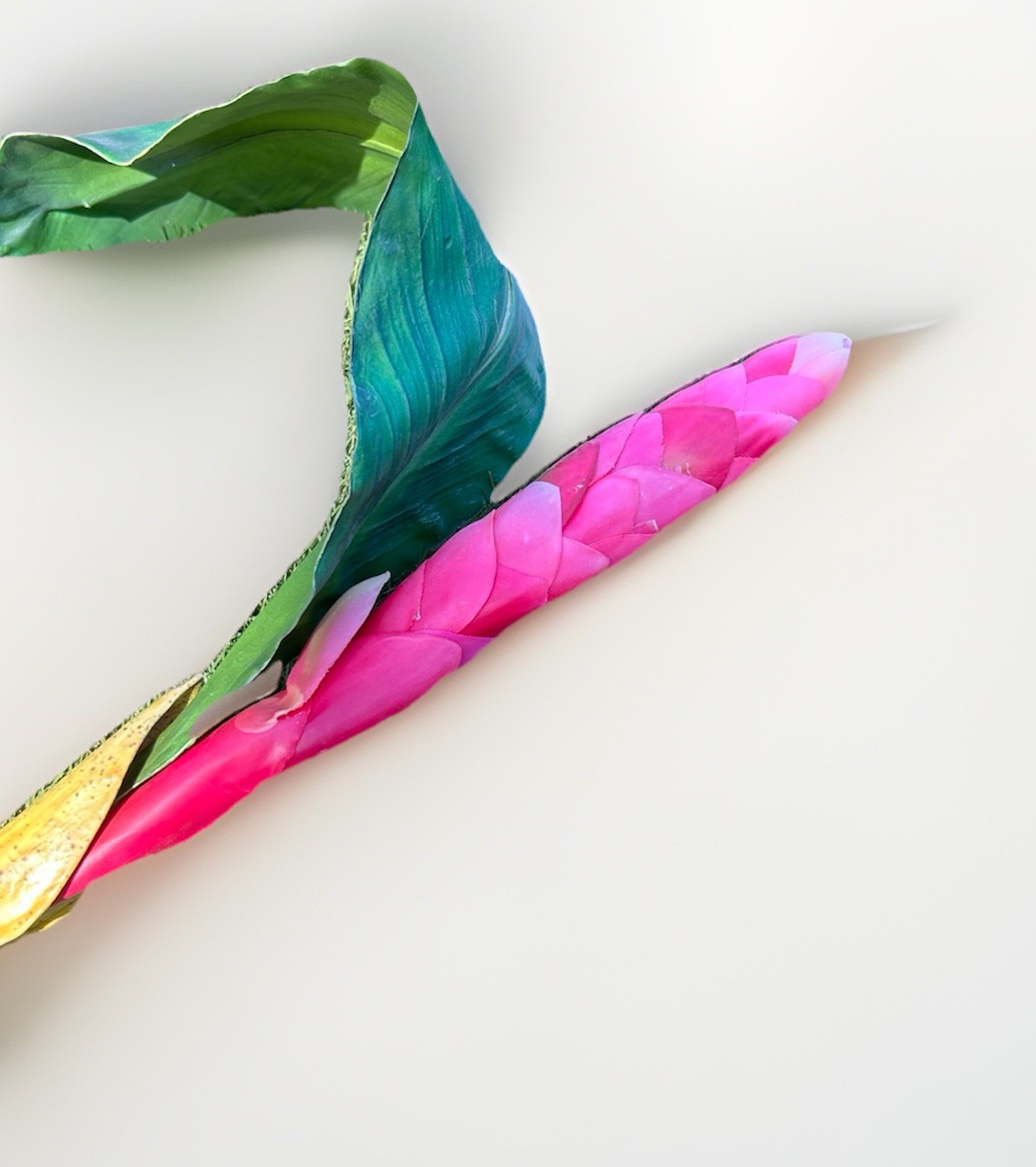 Large Faux Pink Ginger Flower Stem Tropical Heliconia Floral Decor Hawaiian