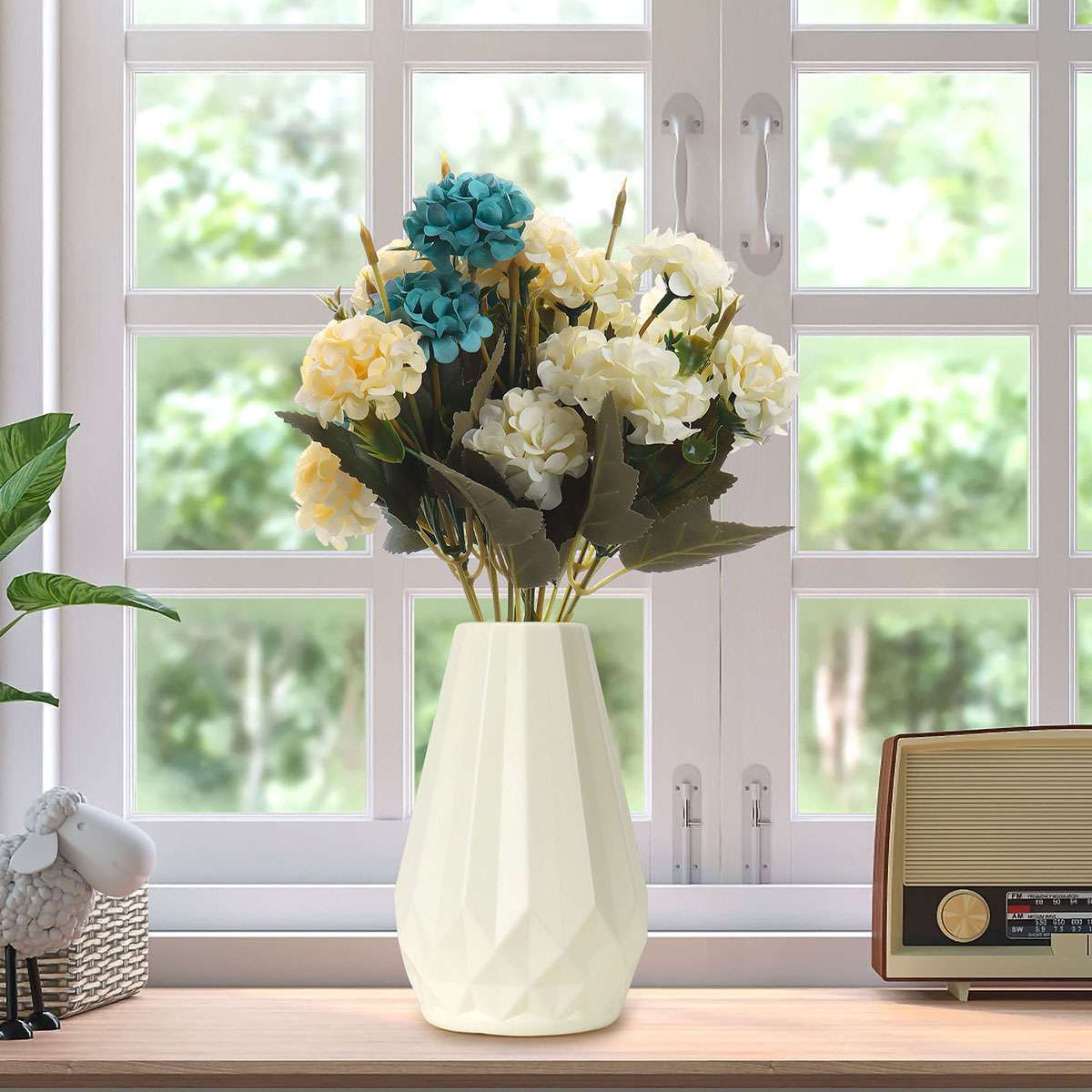 10 Heads Artificial Hydrangea Flowers Silk Bouquet Party Home Decor UV Resistant