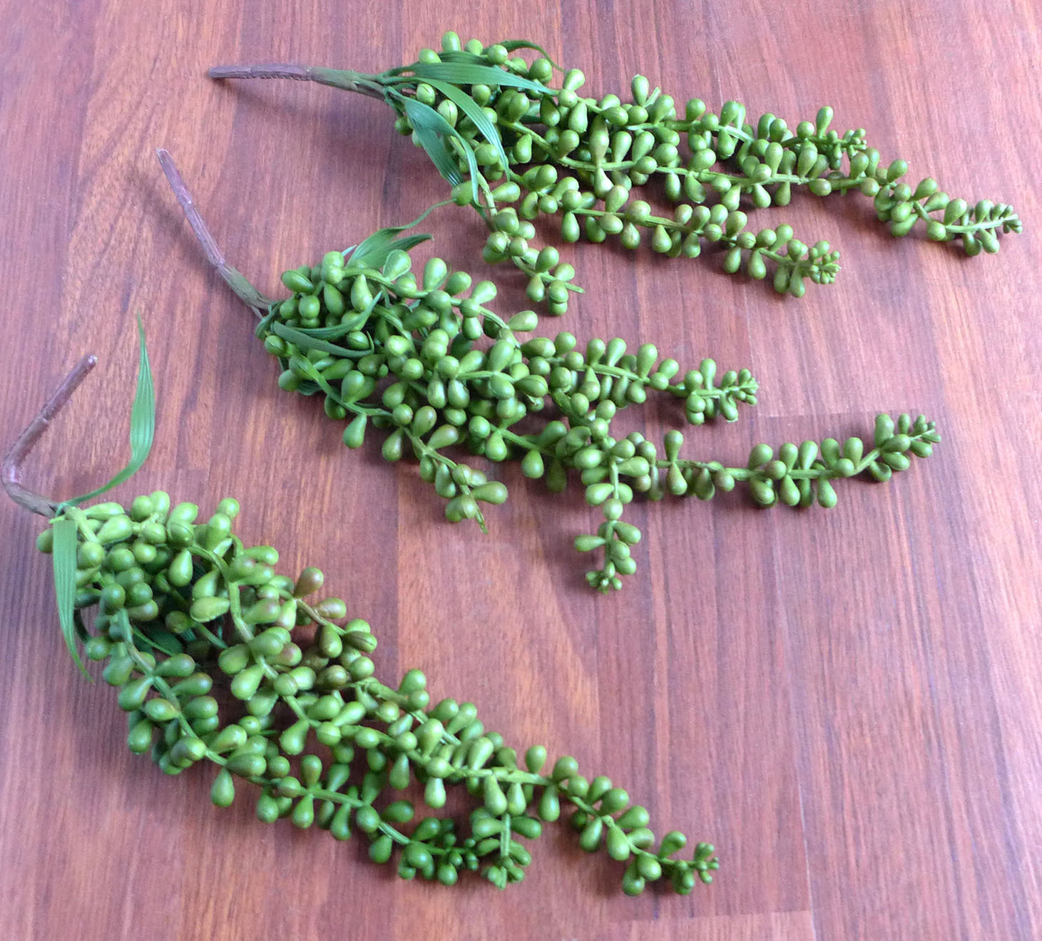 3 Bunches Artificial Plants Plastic Pearl Bead Hangings Vines Succulents
