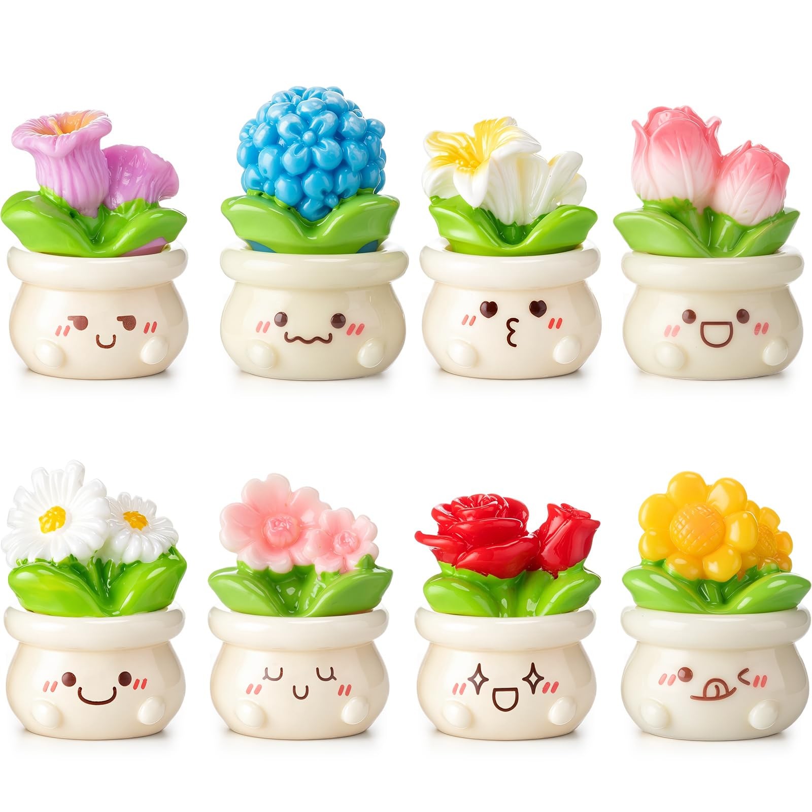 Set of 8 Car Dashboard Decorations Flowers Cute Car for Mini Flower Pot Vehic…