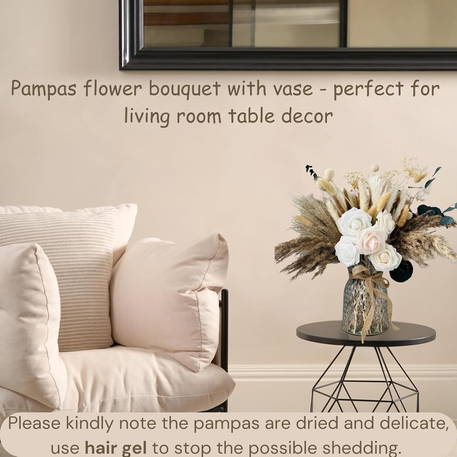 100pcs Artificial Flowers Arrangement With Vase Included, Dining Table