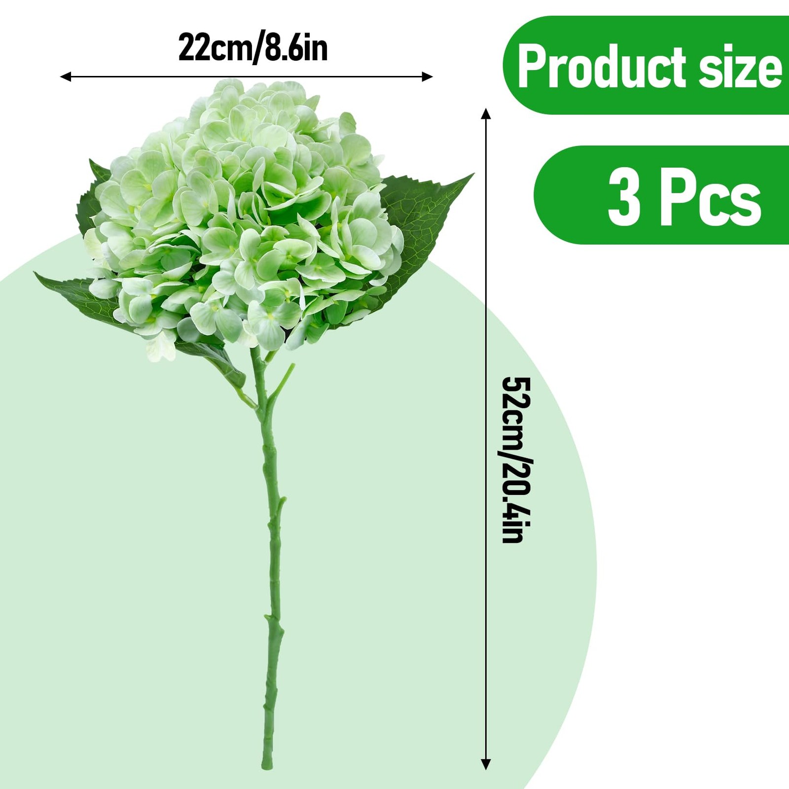 3 Pcs Real Touch Artificial Hydrangeas, 21″ Full Latex Faux Hydrangea Flowers…