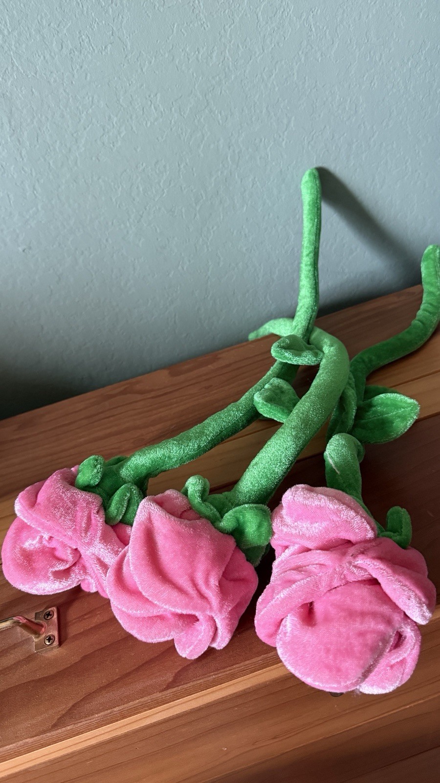 Vintage Pink Velvet Roses Lot of 3 Flexible Bendable Stems Plush Floral Decor