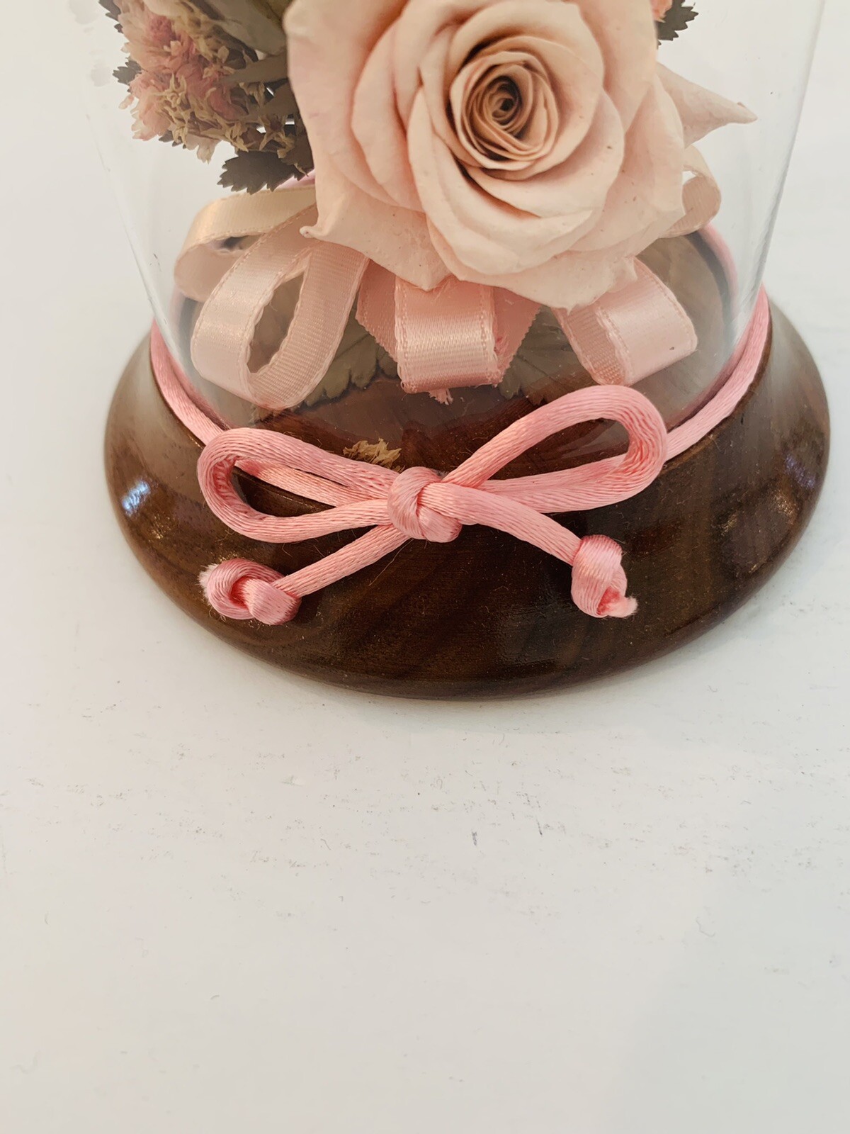 Vintage Preserved Real Pink Roses in Glass Case *4 in x 5 in*