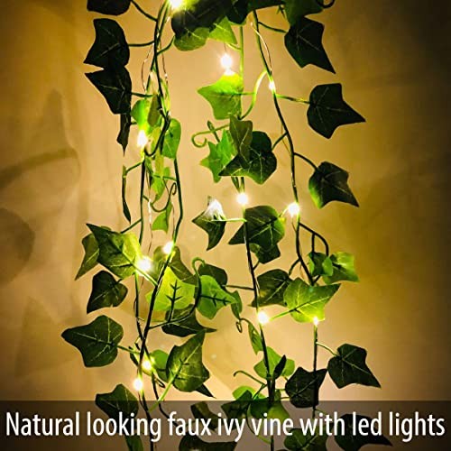 4 Pack Vine with Lights, 80 LED Artificial Ivy Garland with Ivy Leaf (4 Pack)