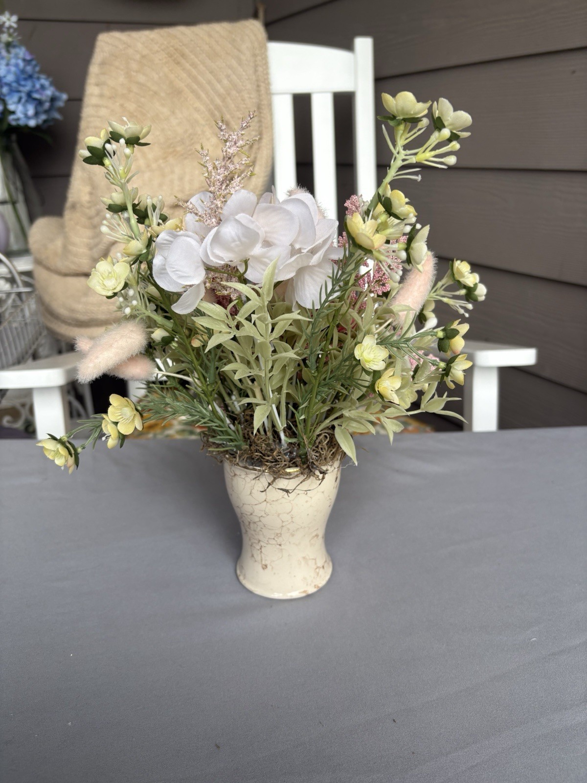 New Handmade 13” Floral Arrangement Pink, Peach, Yellow Colors SKU WR27
