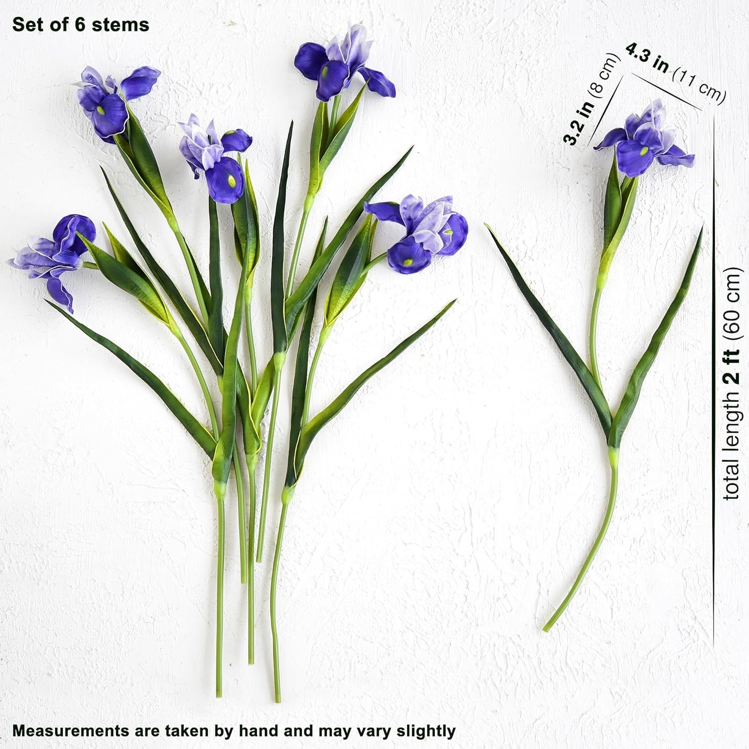 Elegant 6 Long-Stem Real Touch Purple Irises – Perfect for Home Décor & Weddings