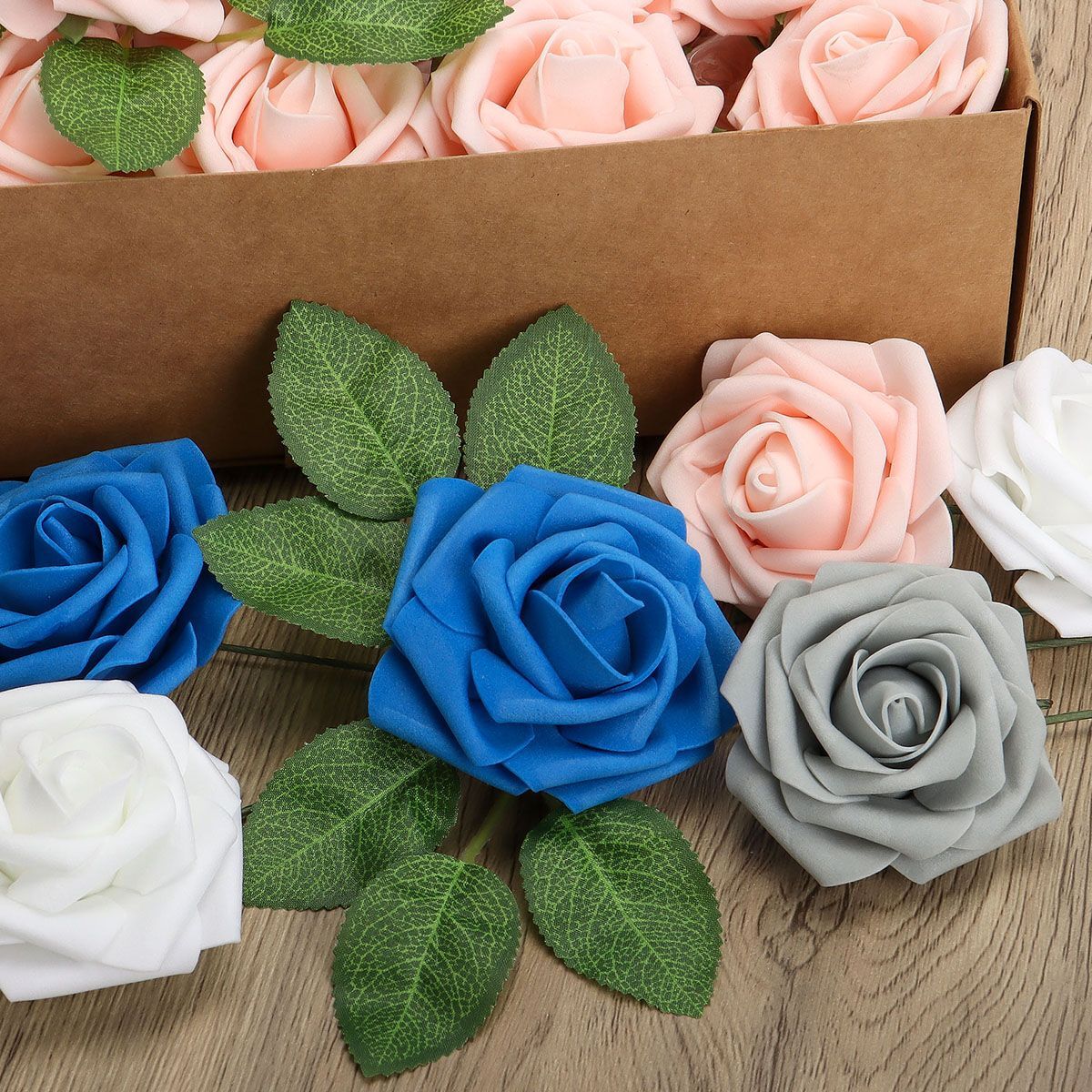 25/50pcs Flowers Artificial Real Looking Foam Rose Decoration DIY for Wedding US