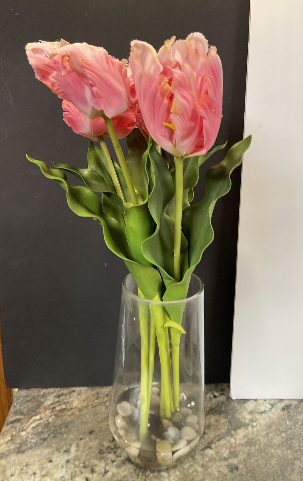 23” Real Touch Parrot Tulips Bouquet Water Vase Pink Flower Valerie Parr Hill