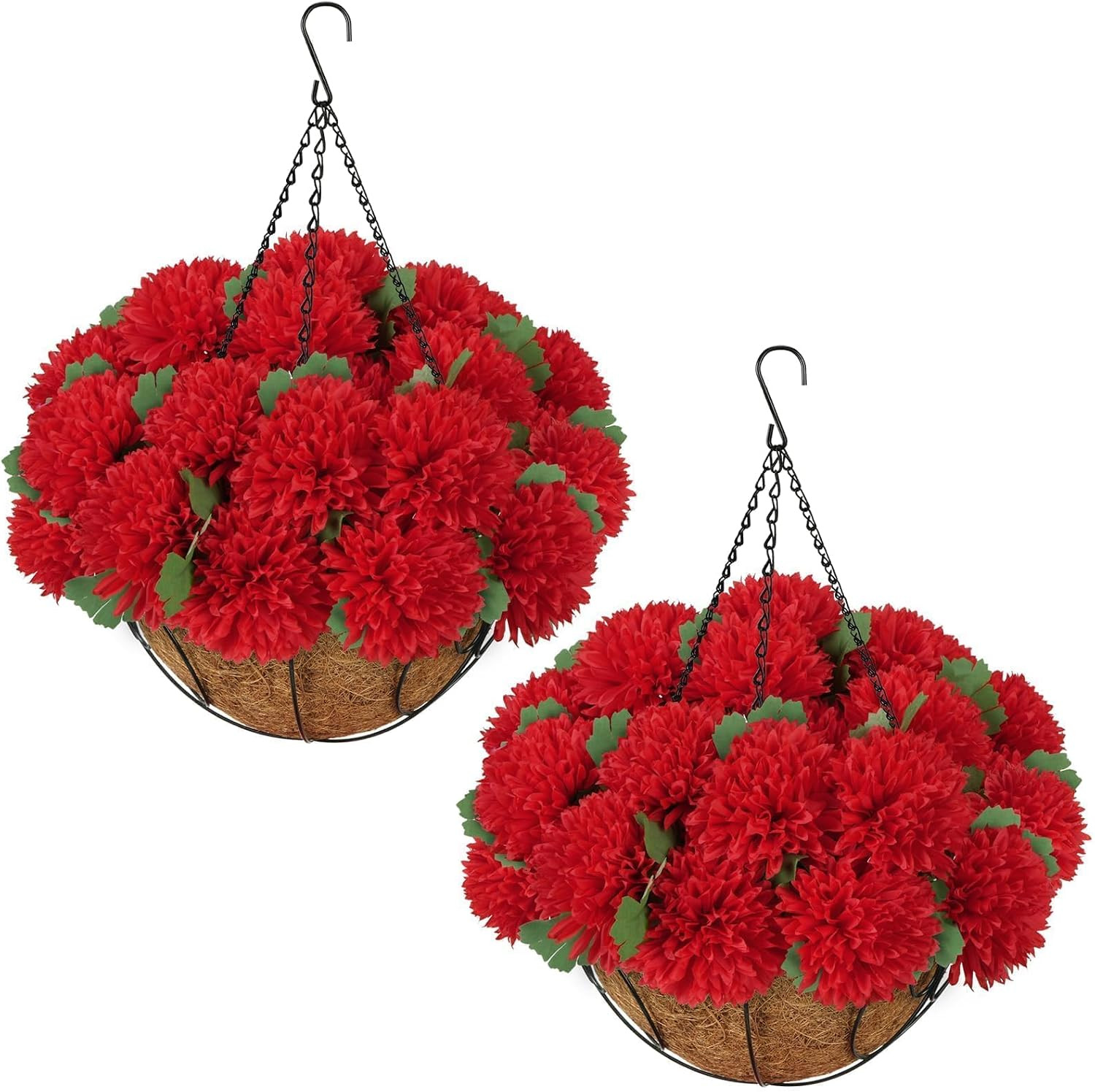 Artificial Red Begonia Flowers – 44 Bundles for Outdoor Hanging Baskets