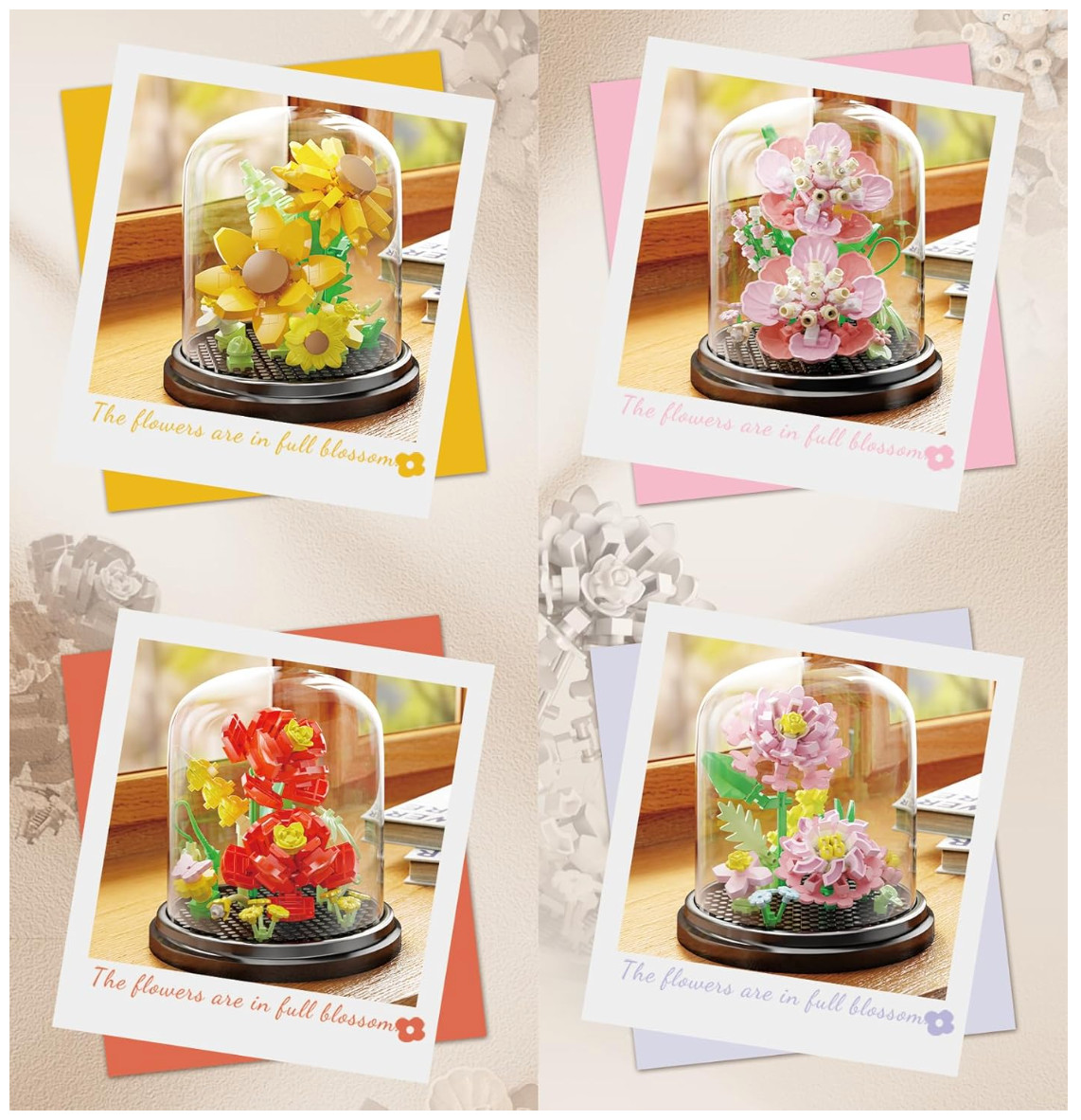 Home Bouquets Dust Cover Set Building Toy Creative Assembly Bonsai Tree